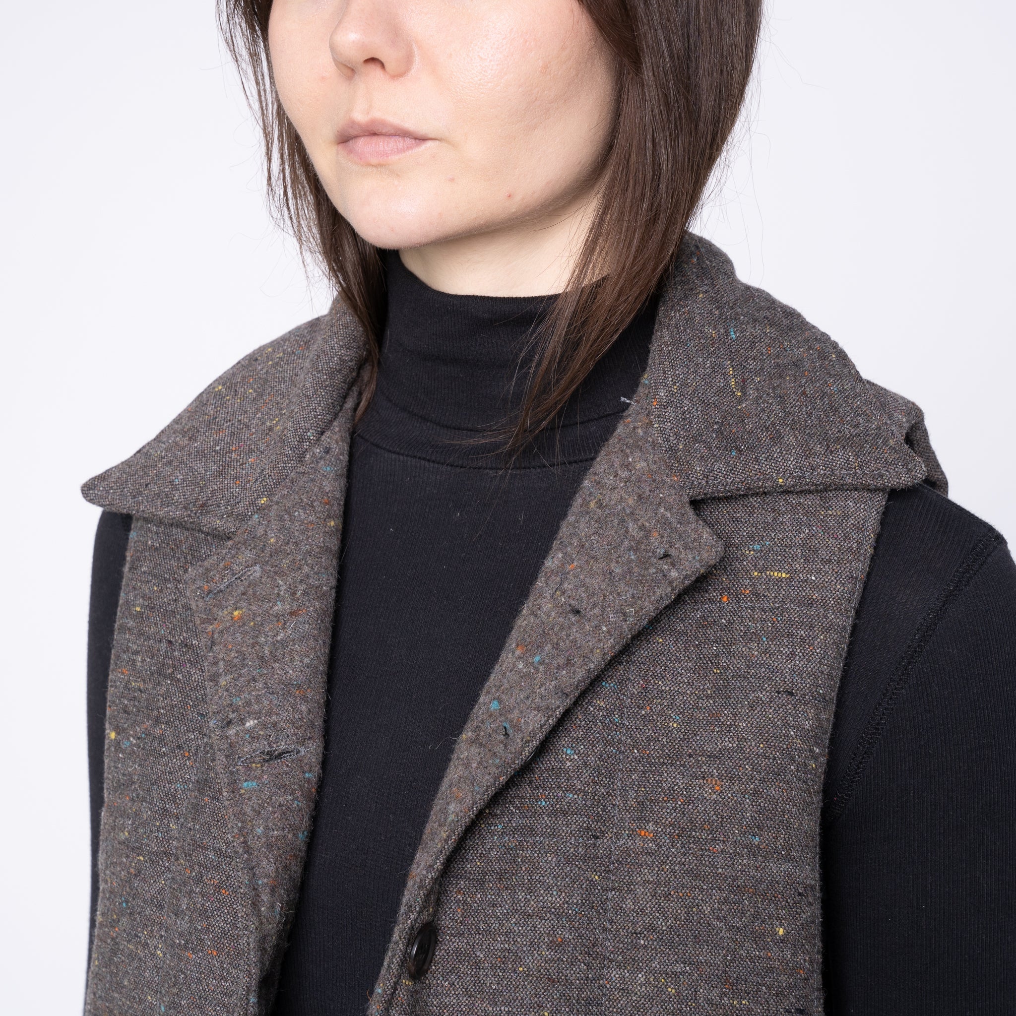 Quilted Vest - Wool Multi Nep - Brown - Image 3