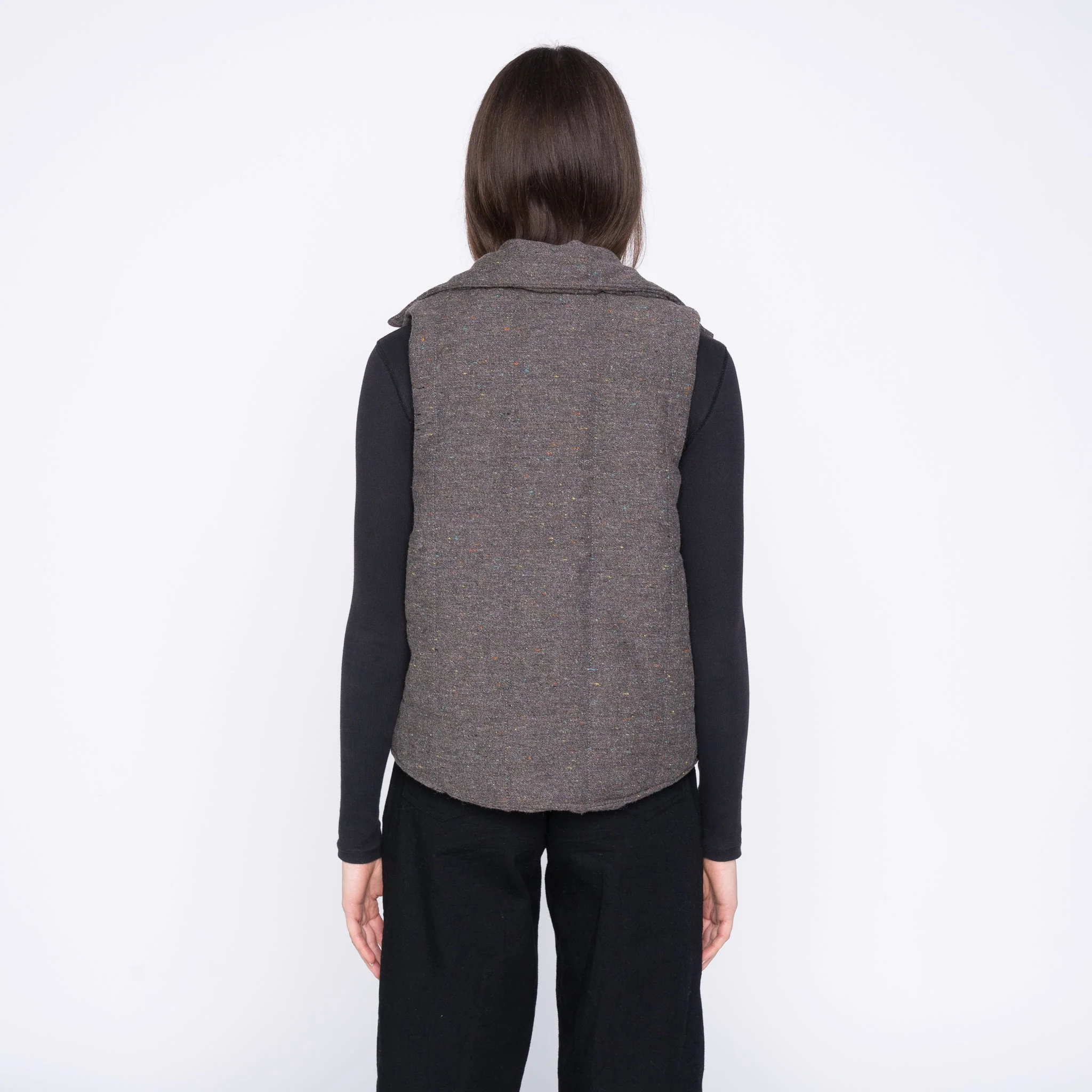 Quilted Vest - Wool Multi Nep - Brown - Image 4