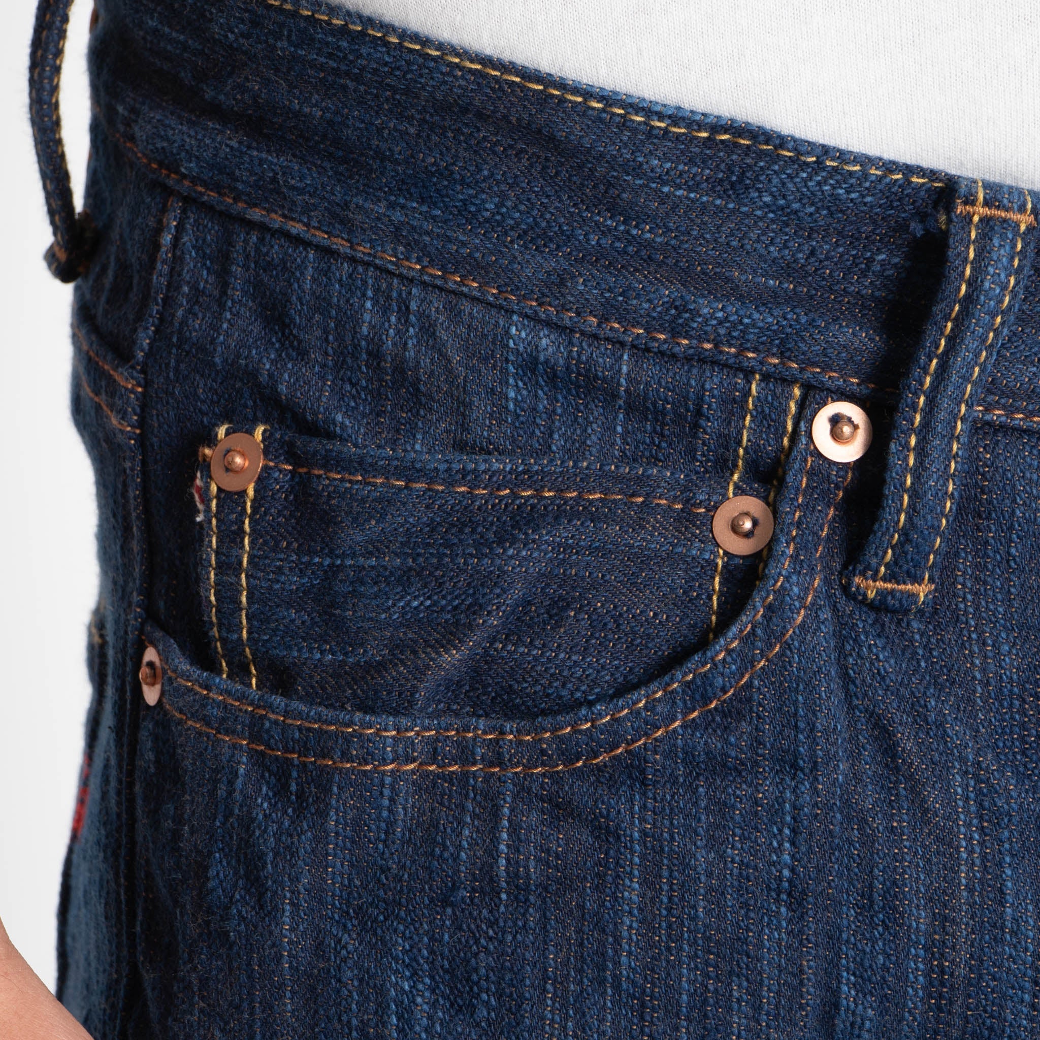 Super Guy - MIJ15 - Hand Dyed Natural Indigo x Kakishibu Intangible Cultural Treasure Selvedge Denim - Image 5