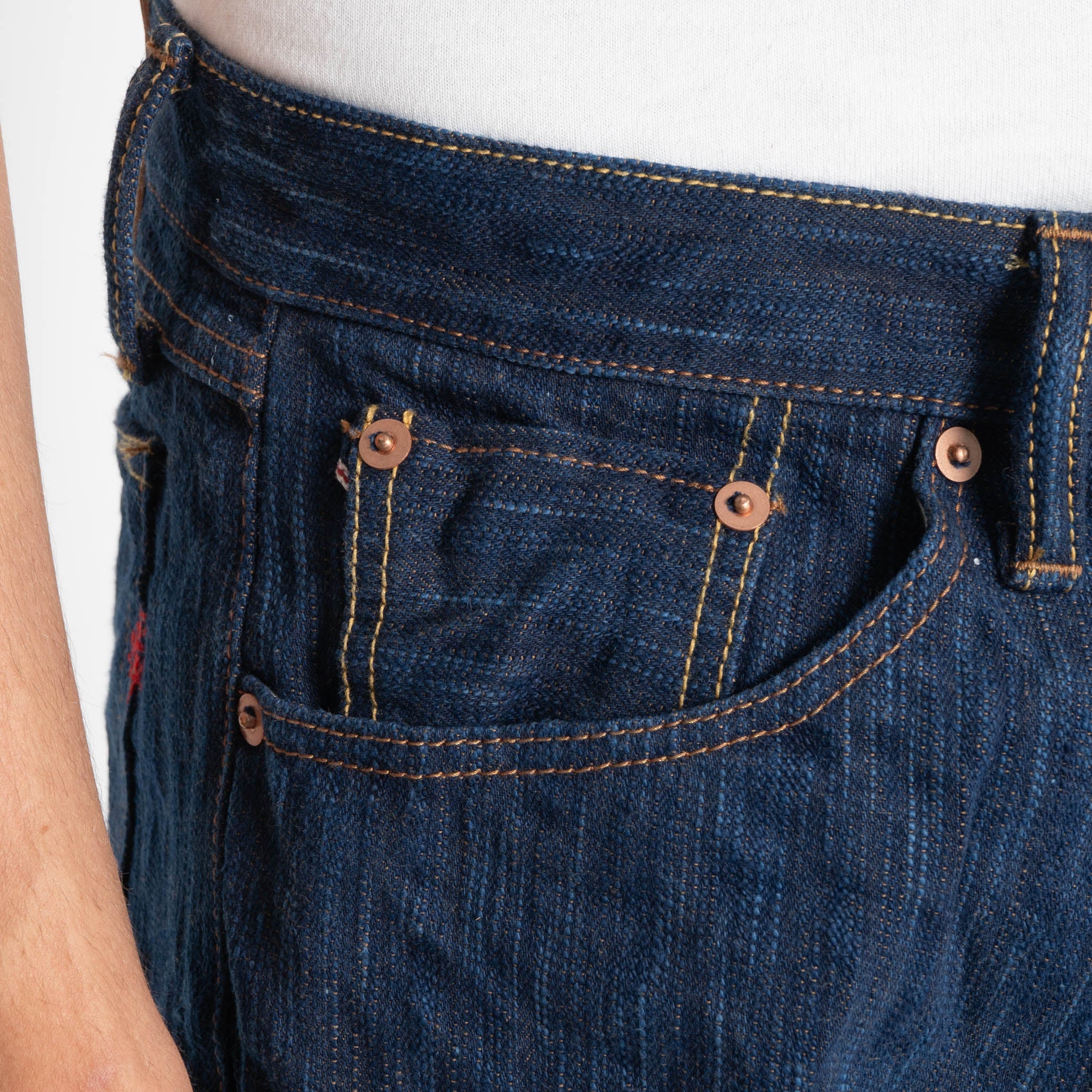 True Guy - MIJ15 - Hand Dyed Natural Indigo x Kakishibu Intangible Cultural Treasure Selvedge Denim - Image 5
