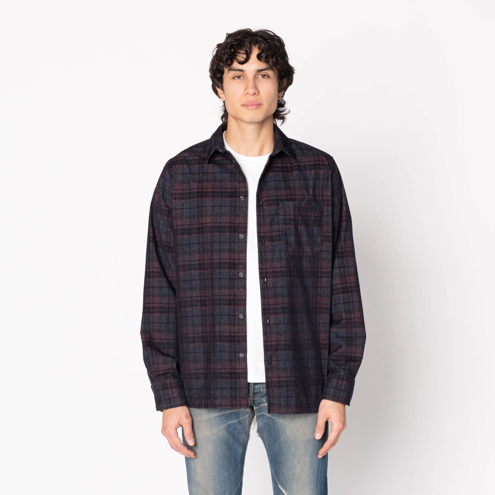 True Shirt - Corduroy Shirting (21W) - Green / Eggplant - Image 2