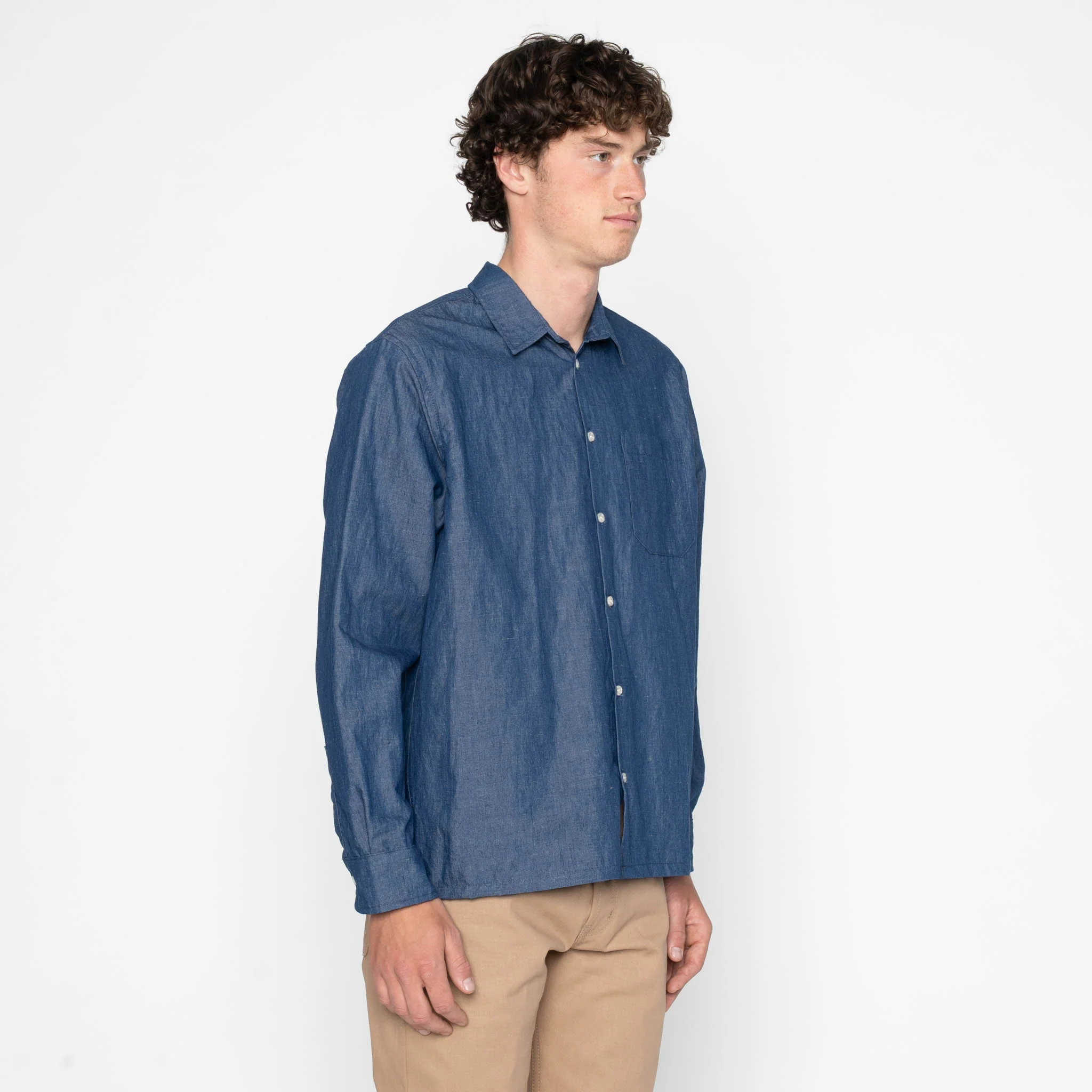 True Shirt - Linen Blend Denim - Indigo - Image 3