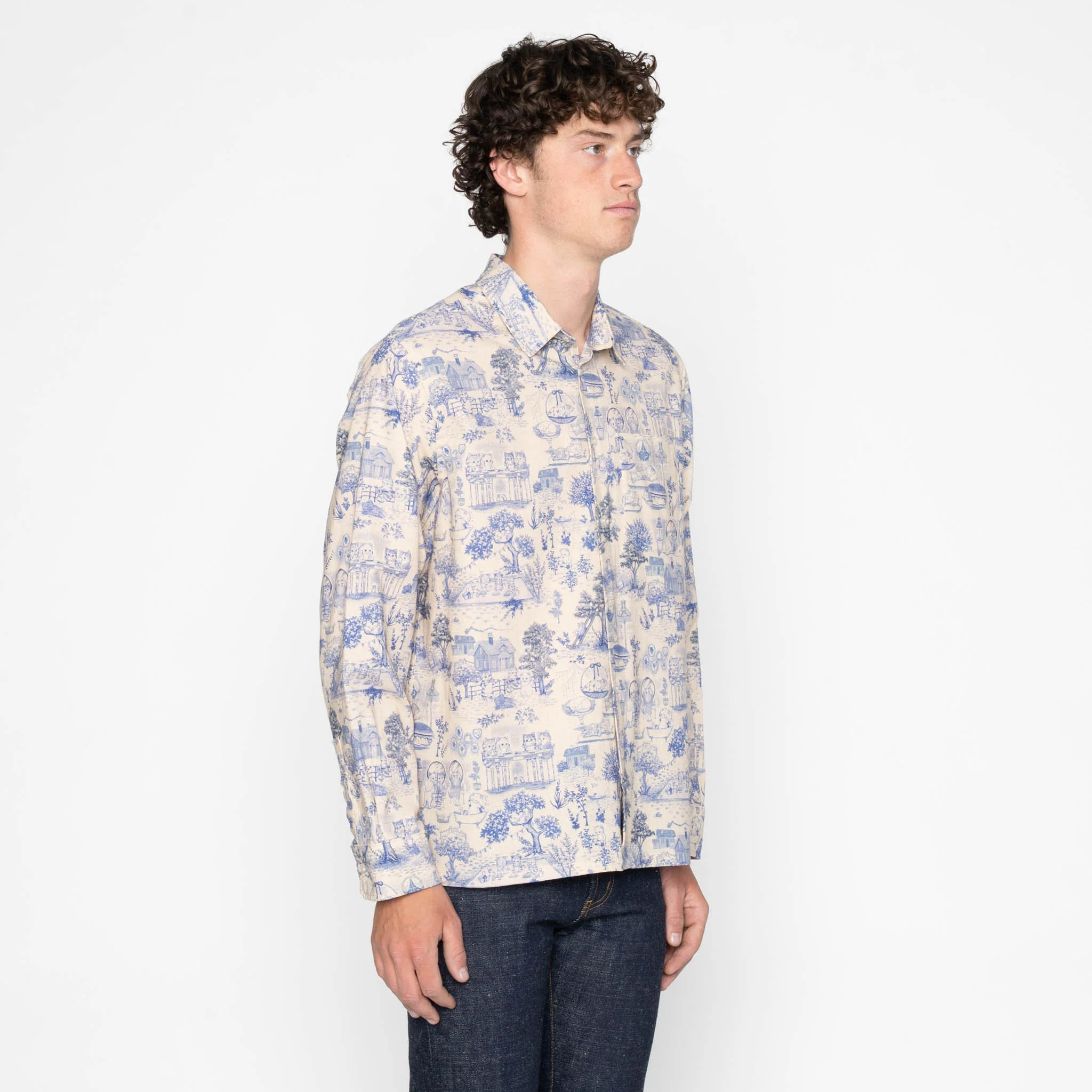 True Shirt - Linen Cats - Blue - Image 3