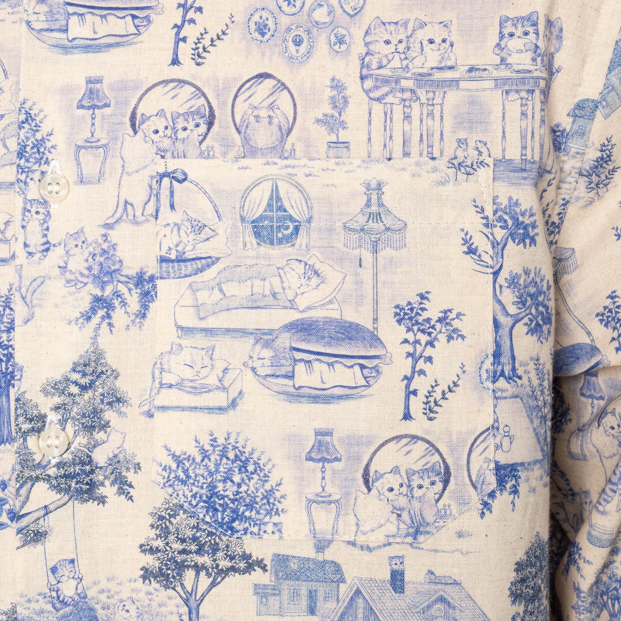 True Shirt - Linen Cats - Blue - Image 5