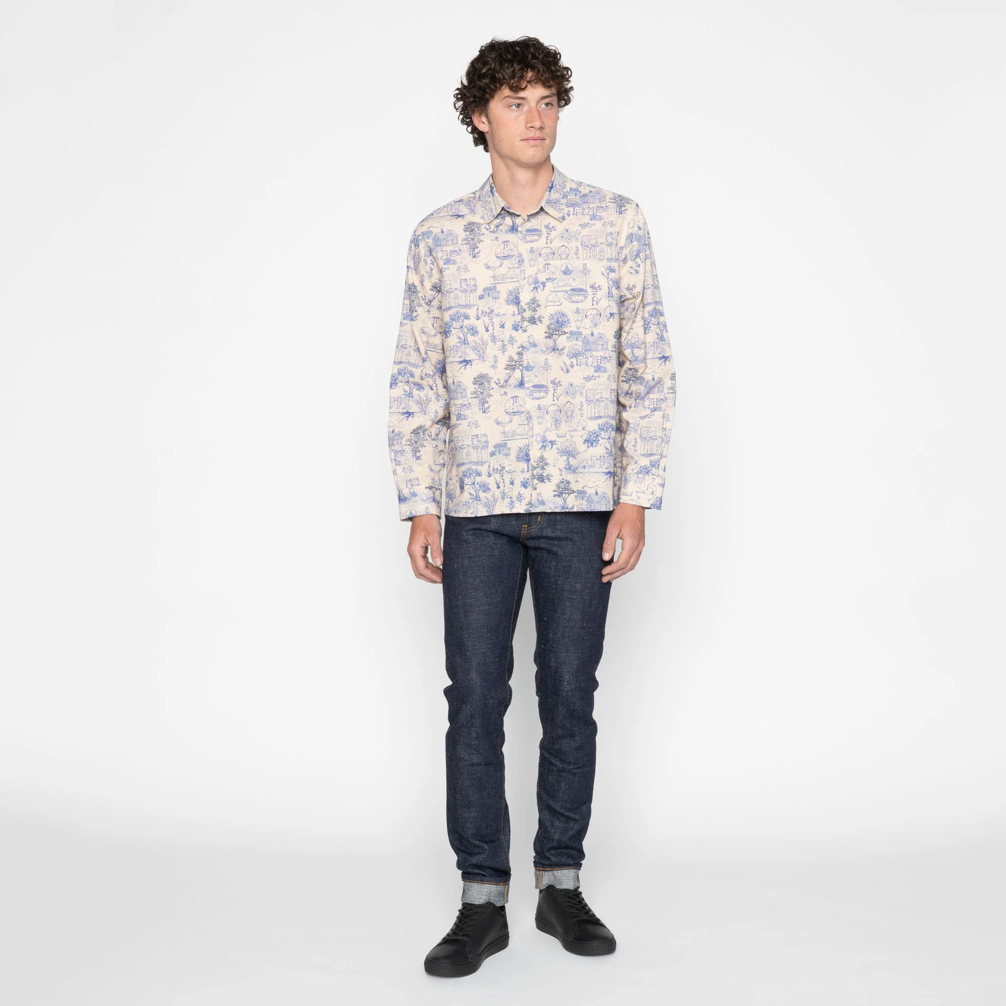 True Shirt - Linen Cats - Blue - Image 7
