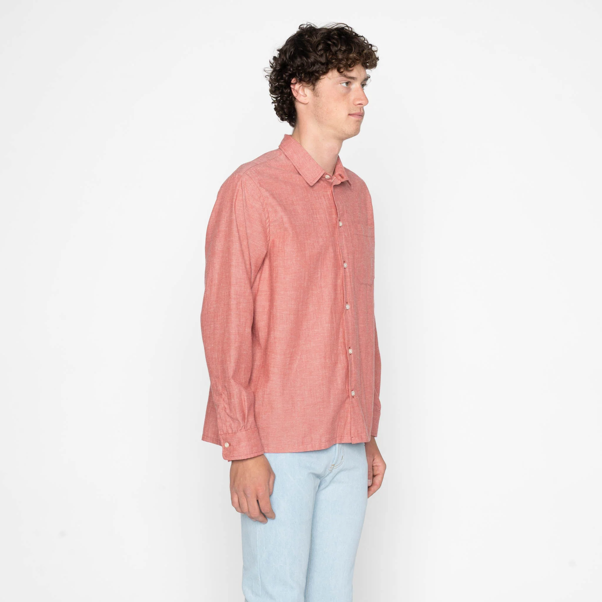 True Shirt - Selvedge Chambray - Red - Image 3