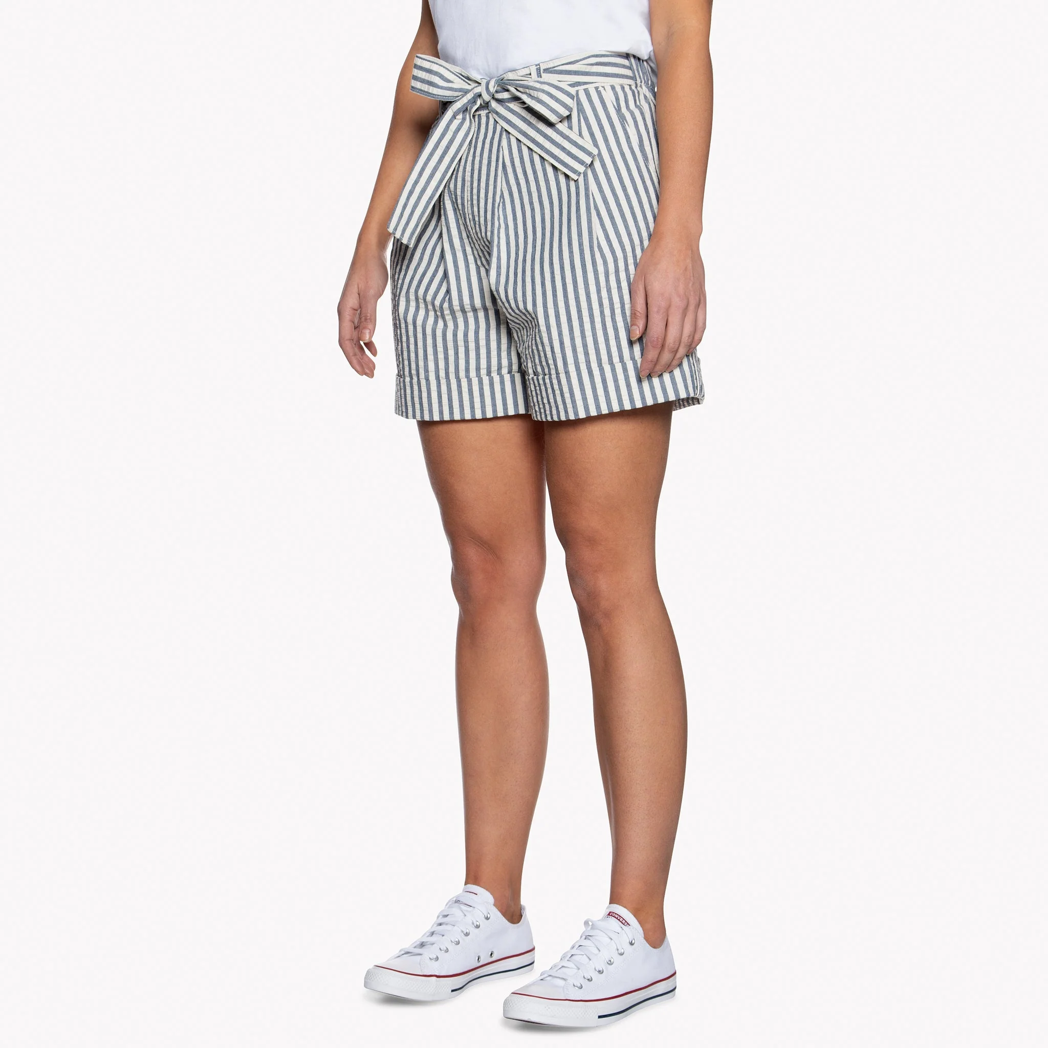 Wide Cuffed Short - Seersucker Stripe - Blue/Cream - Image 3