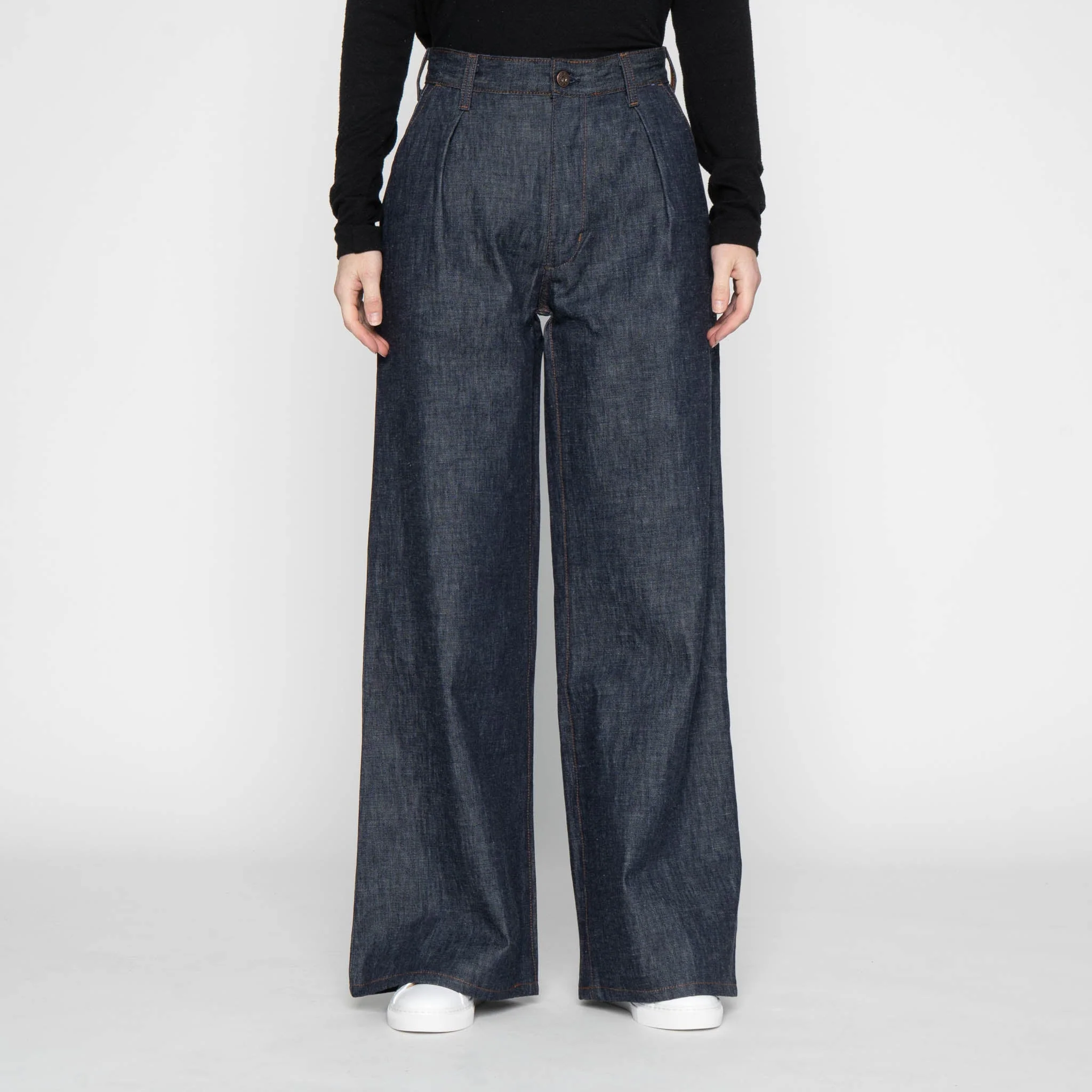 Wide Leg Trouser - 10oz Rinsed Denim - Indigo - Image 2