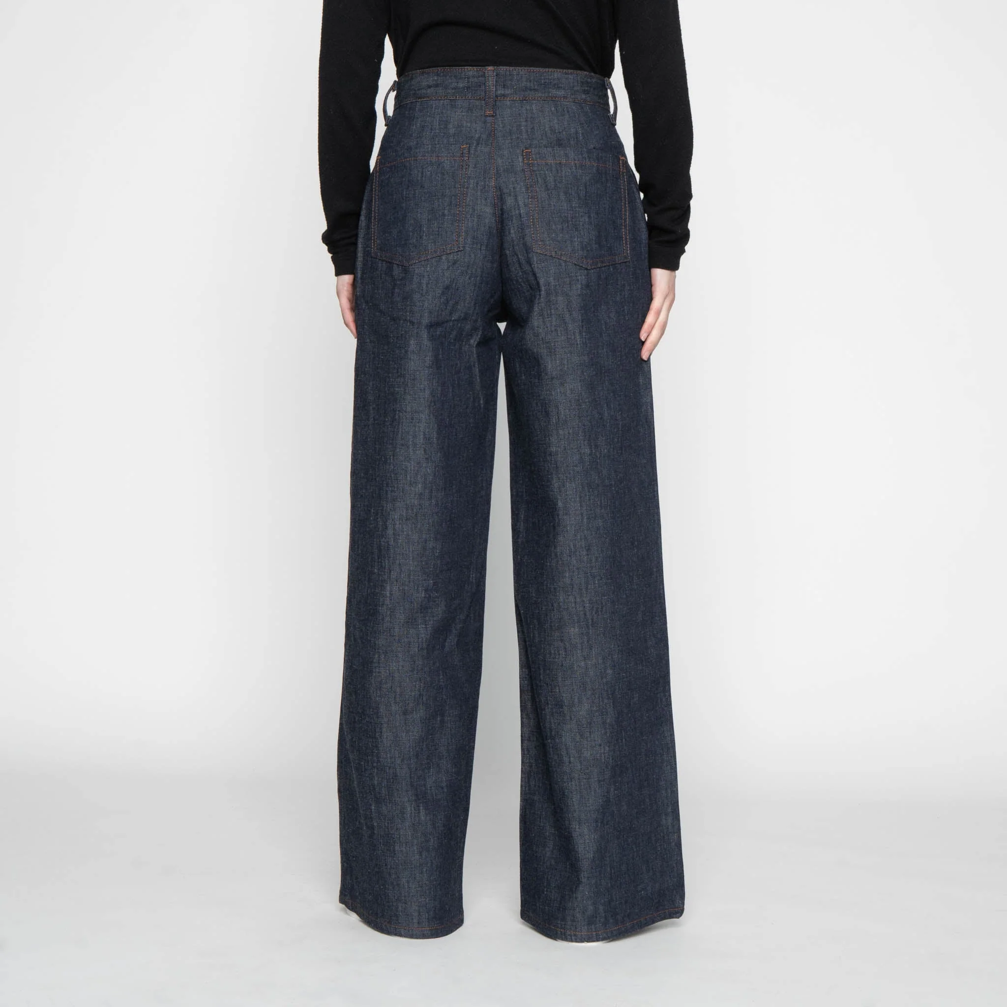 Wide Leg Trouser - 10oz Rinsed Denim - Indigo - Image 4
