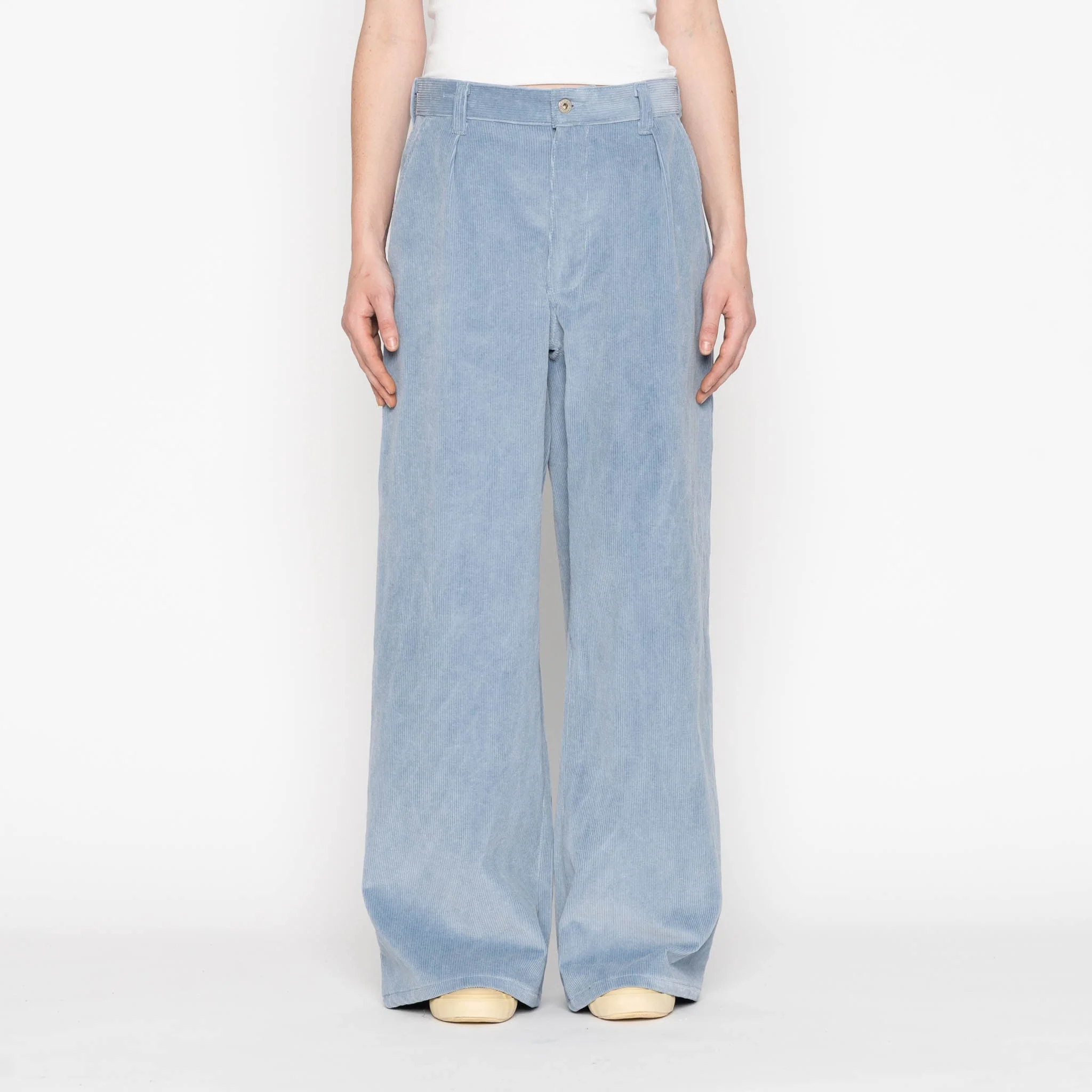 Wide Leg Trouser - Faded Corduroy Organic - Pale Indigo - Image 2