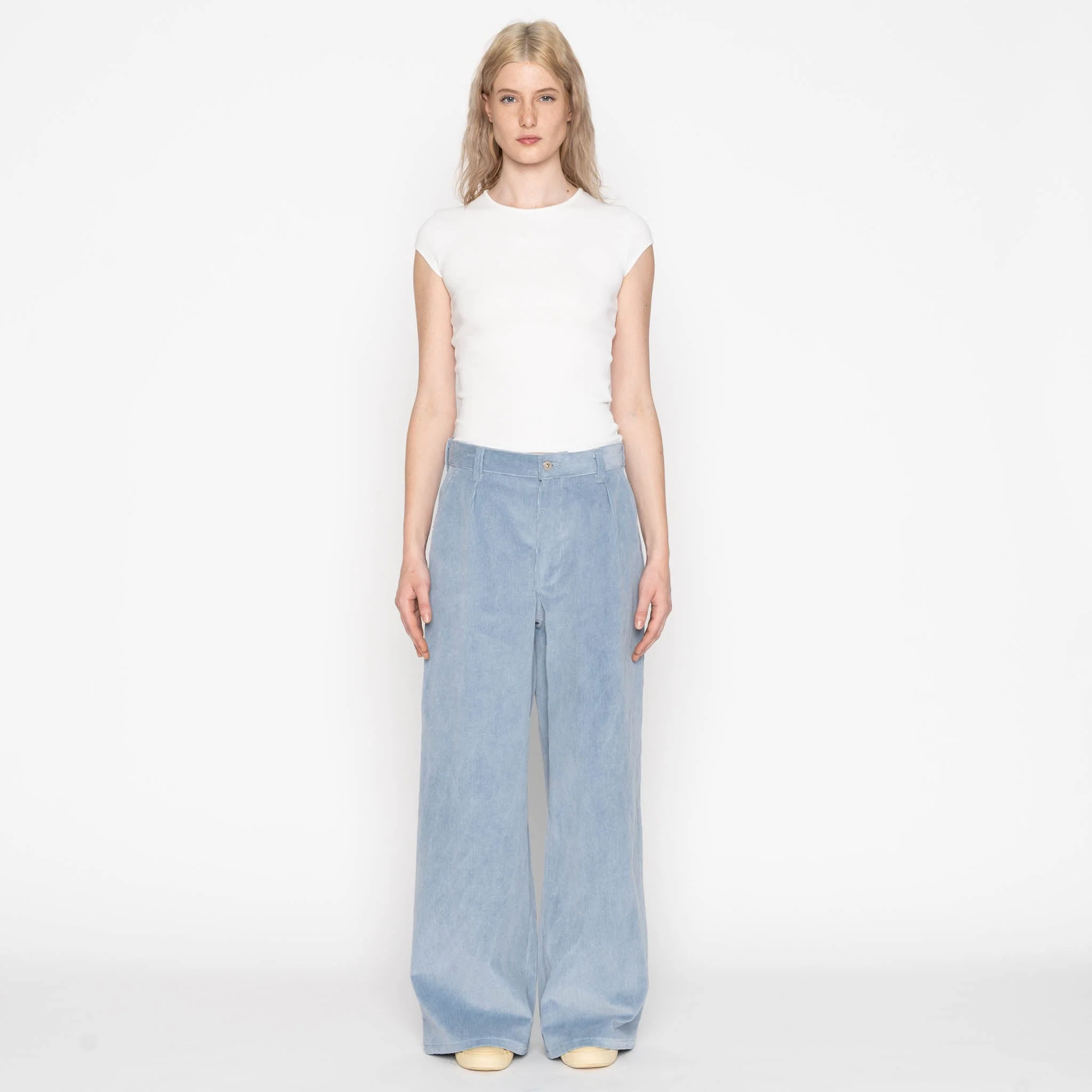 Wide Leg Trouser - Faded Corduroy Organic - Pale Indigo - Image 7
