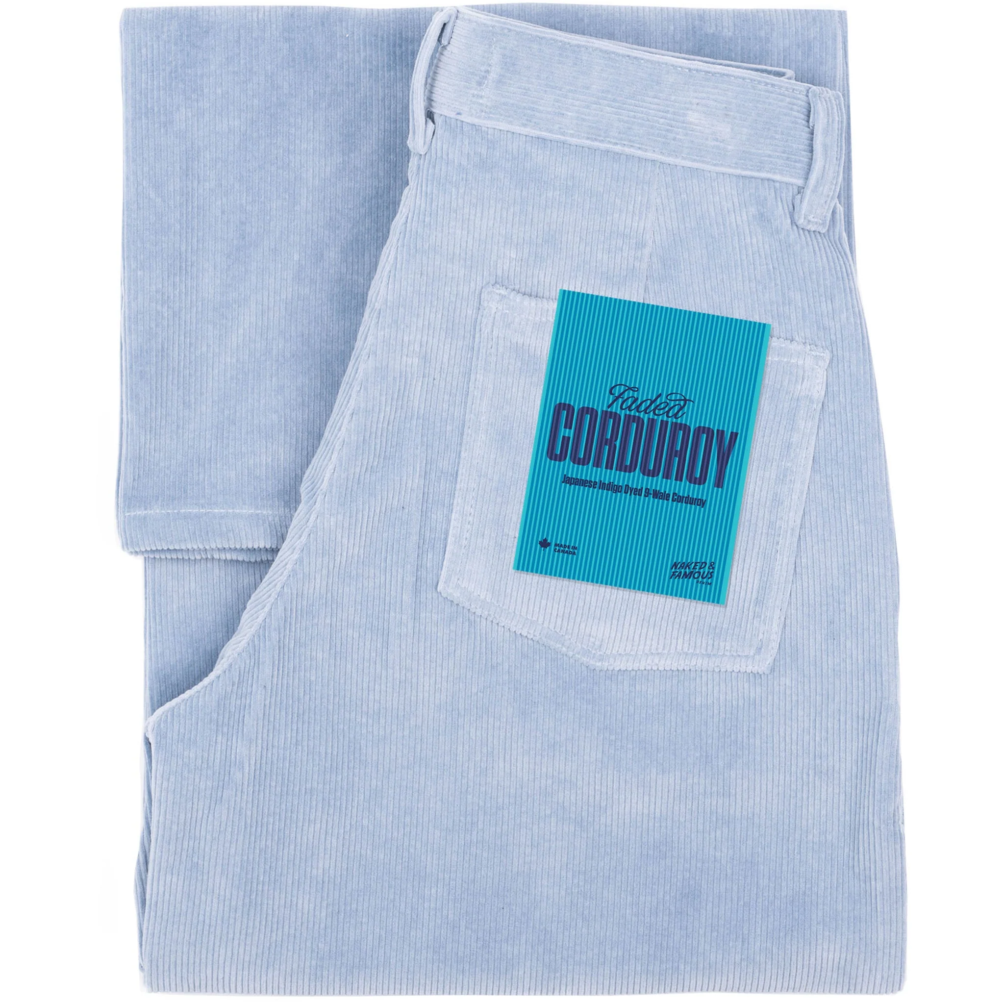 Wide Leg Trouser - Faded Corduroy Organic - Pale Indigo - Image 8