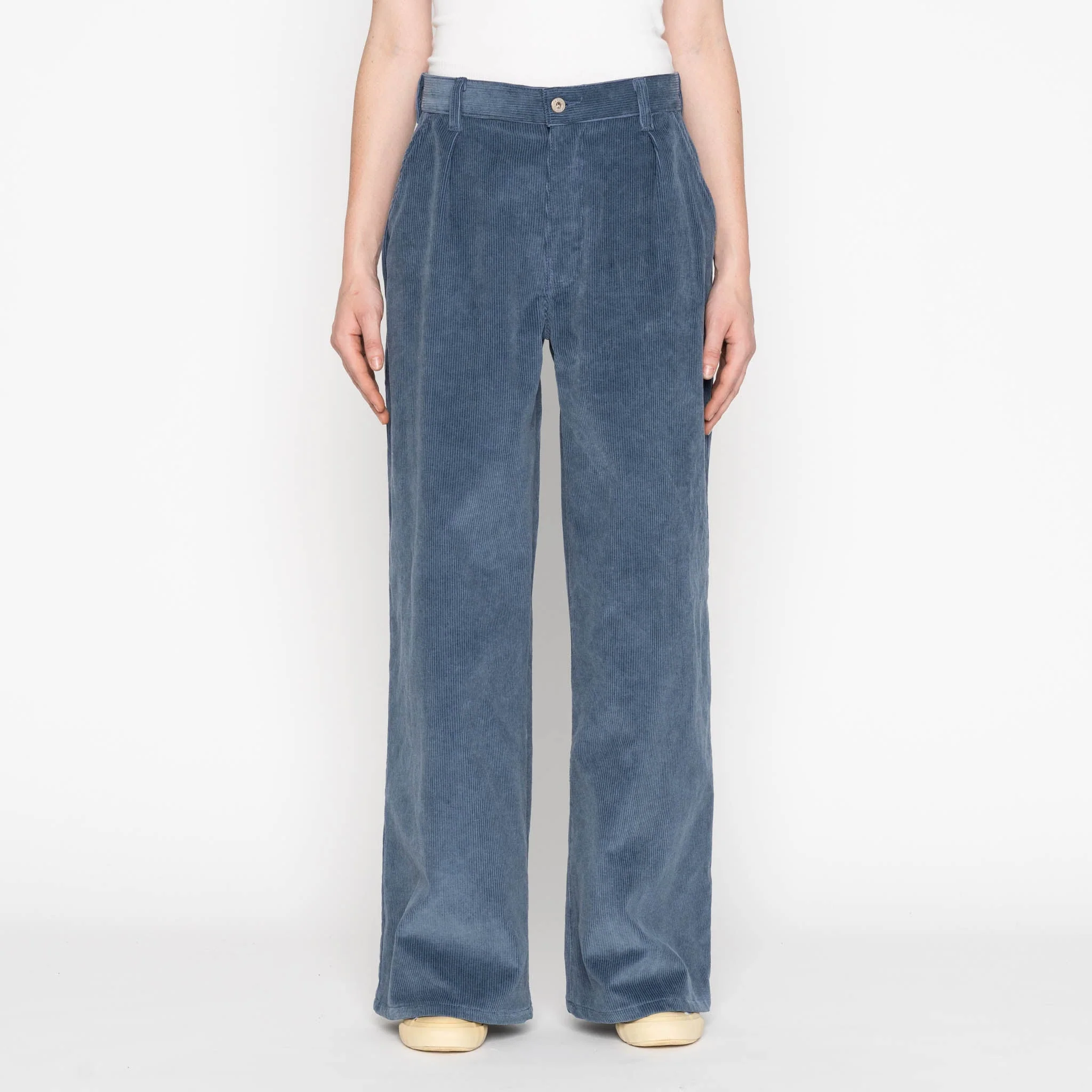Wide Leg Trouser - Organic Faded Corduroy - Indigo - Image 2