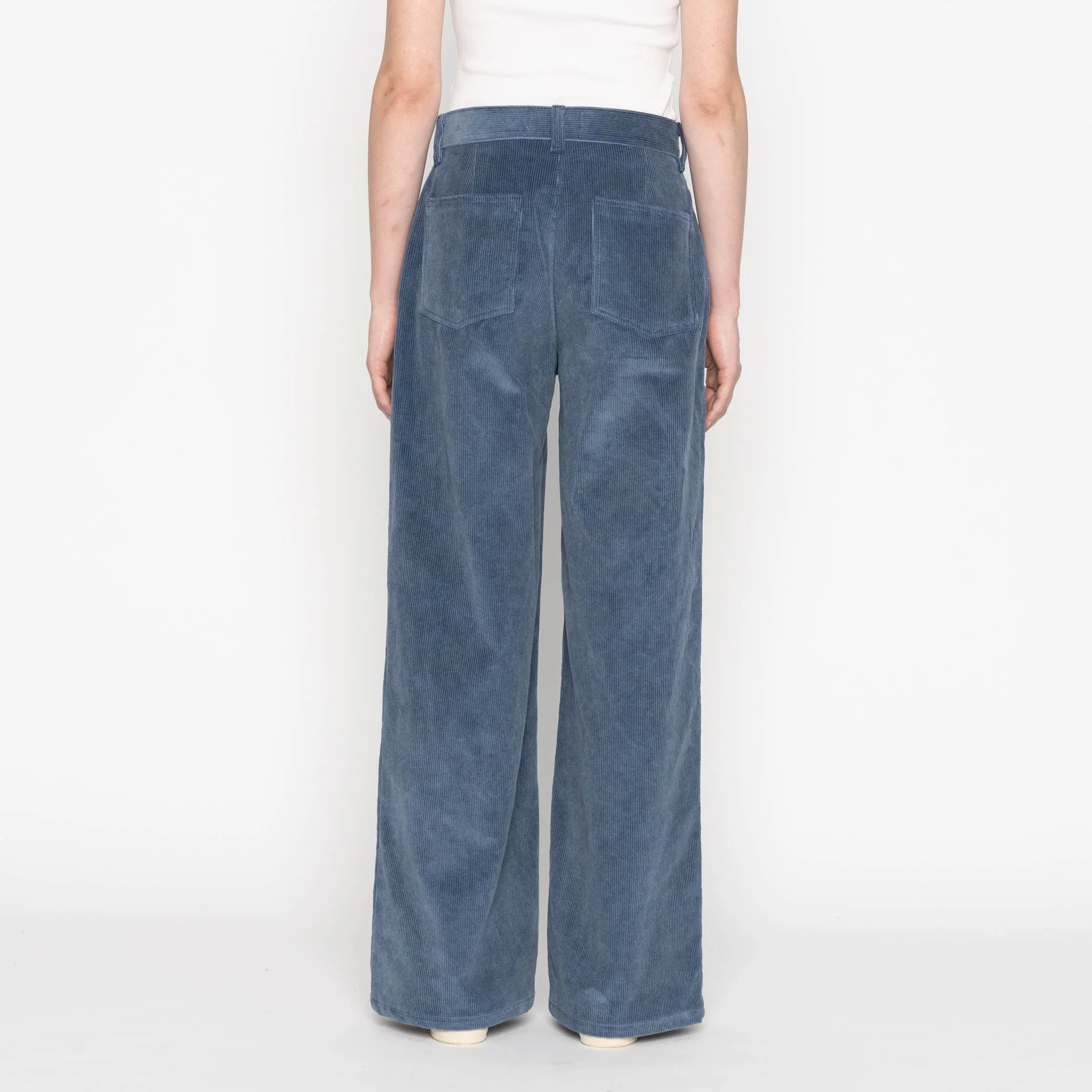 Wide Leg Trouser - Organic Faded Corduroy - Indigo - Image 4