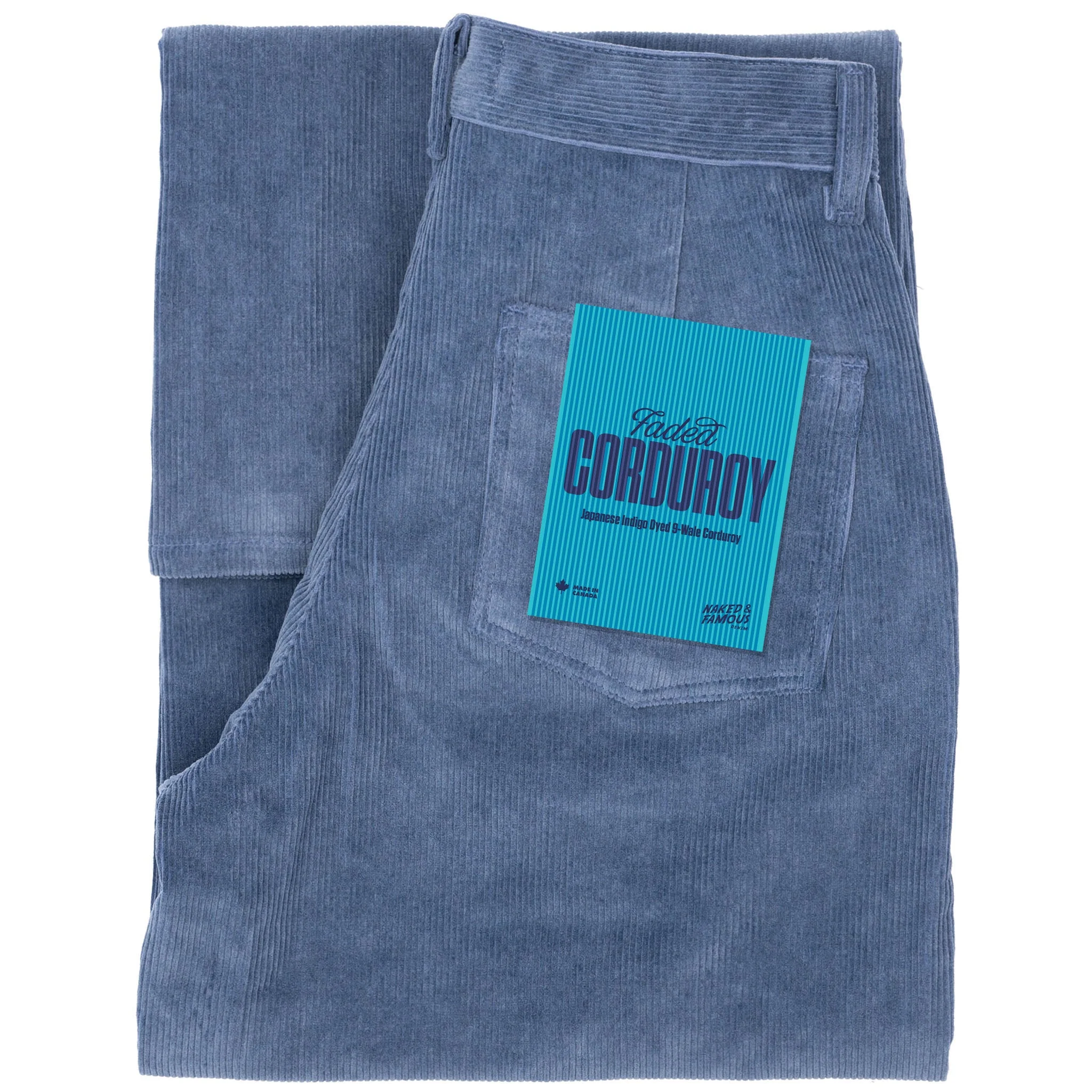 Wide Leg Trouser - Organic Faded Corduroy - Indigo - Image 7