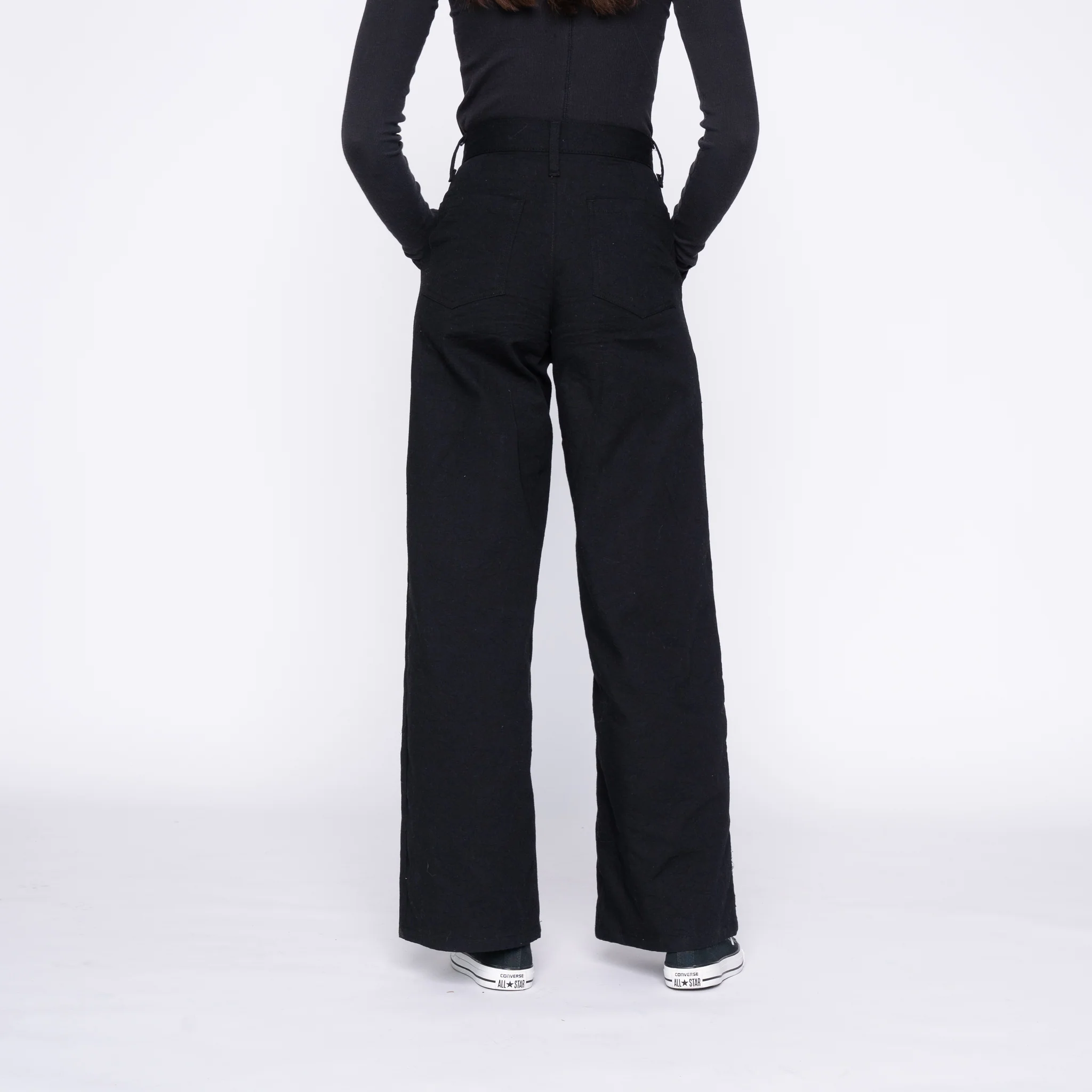 Wide Leg Trouser - Rinsed Oxford - Black - Image 3