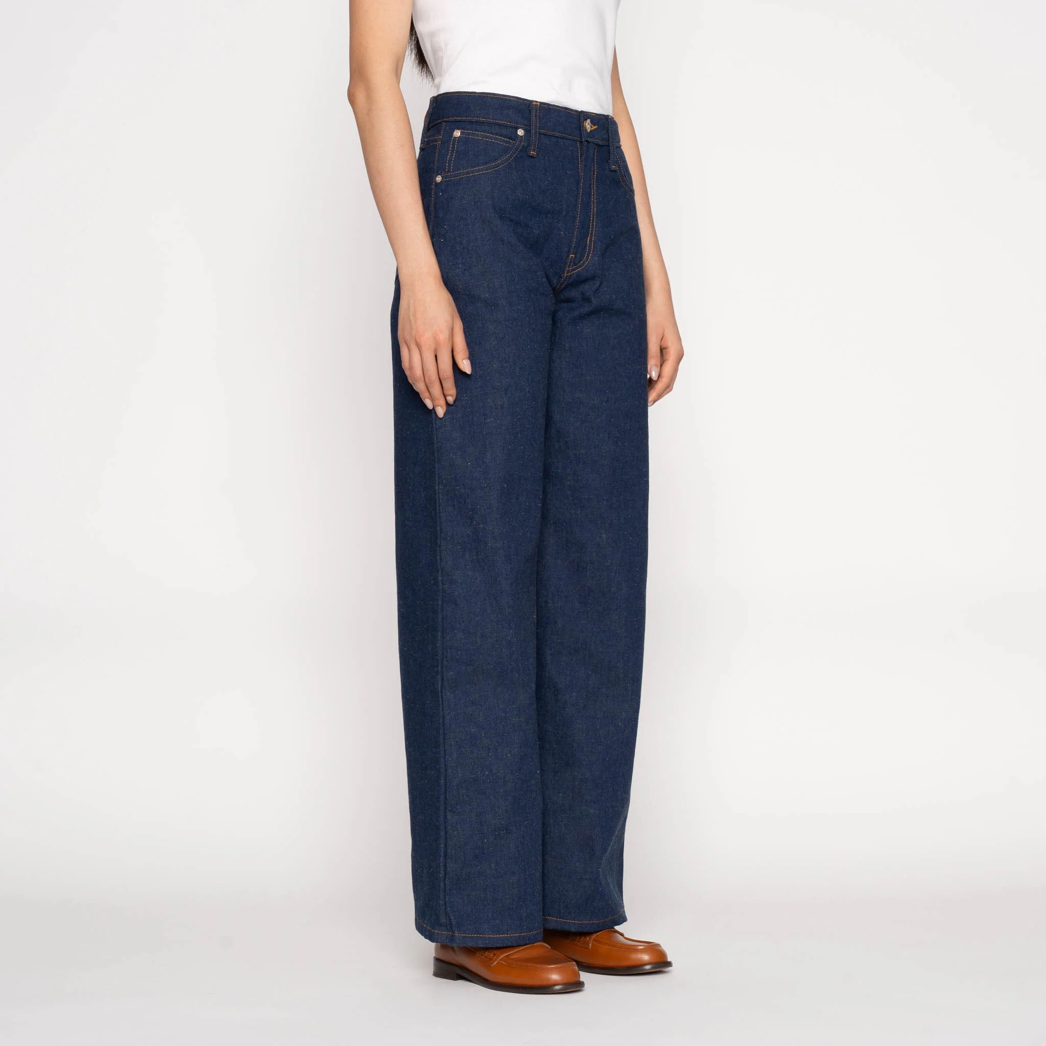 Wide Wild West - 2x1 Dungaree Nep Denim - Mid Indigo - Image 3