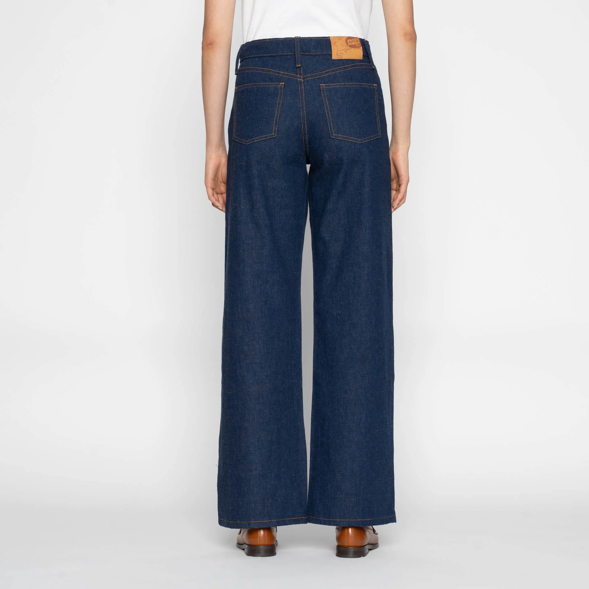 Wide Wild West - 2x1 Dungaree Nep Denim - Mid Indigo - Image 4