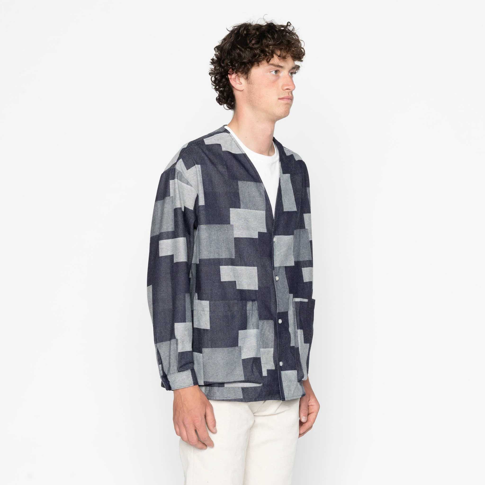 Wise Guy Jacket - Jacquard Denim - Indigo - Image 3