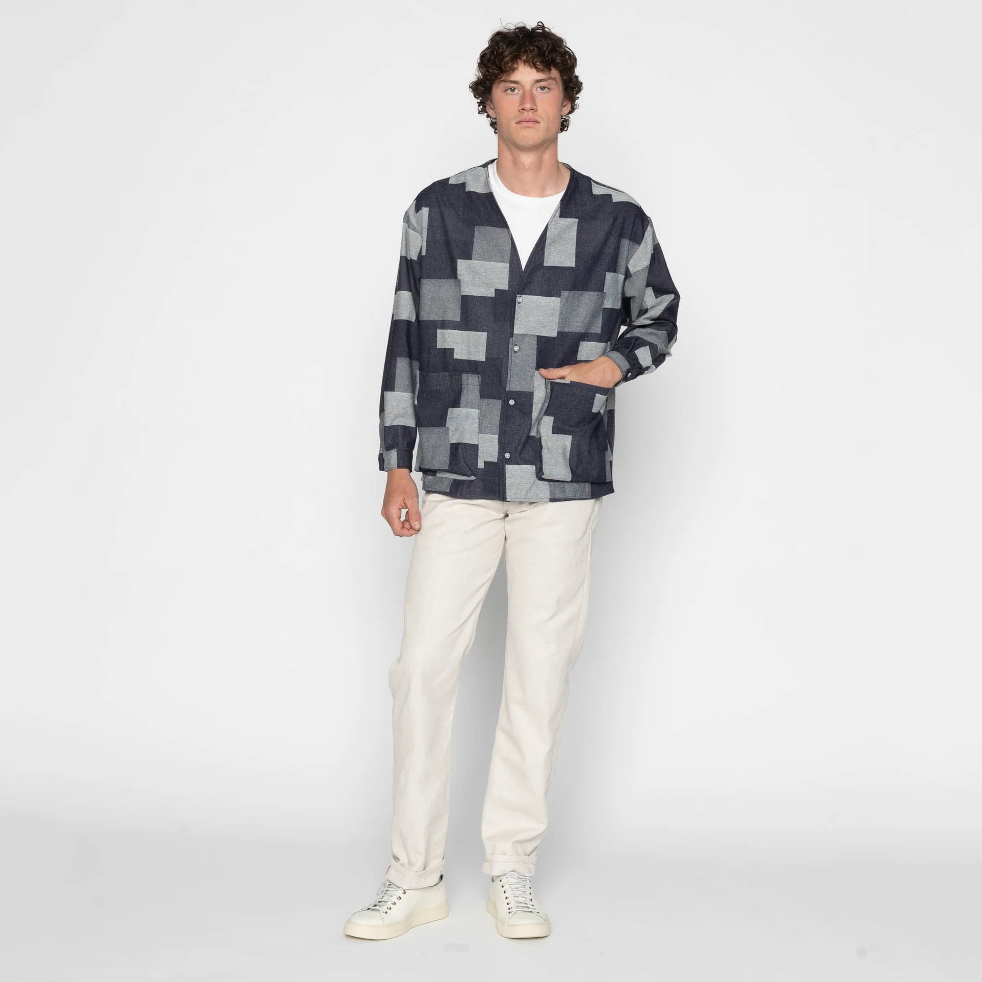 Wise Guy Jacket - Jacquard Denim - Indigo - Image 7