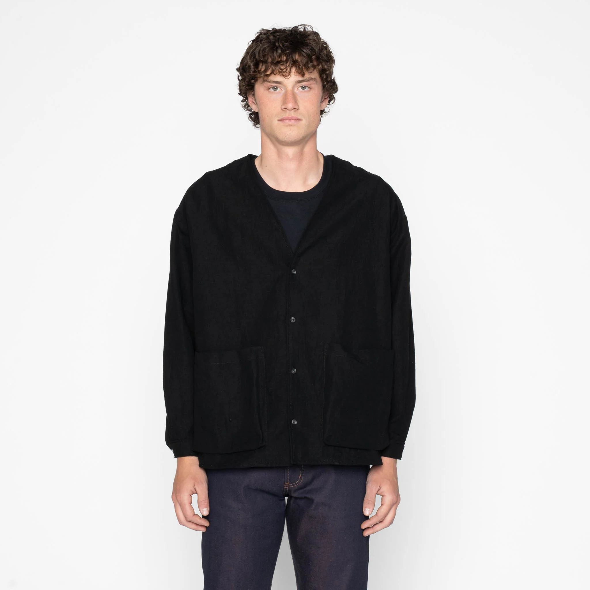 Wise Guy Jacket - Linen Blend Denim - Black - Image 2