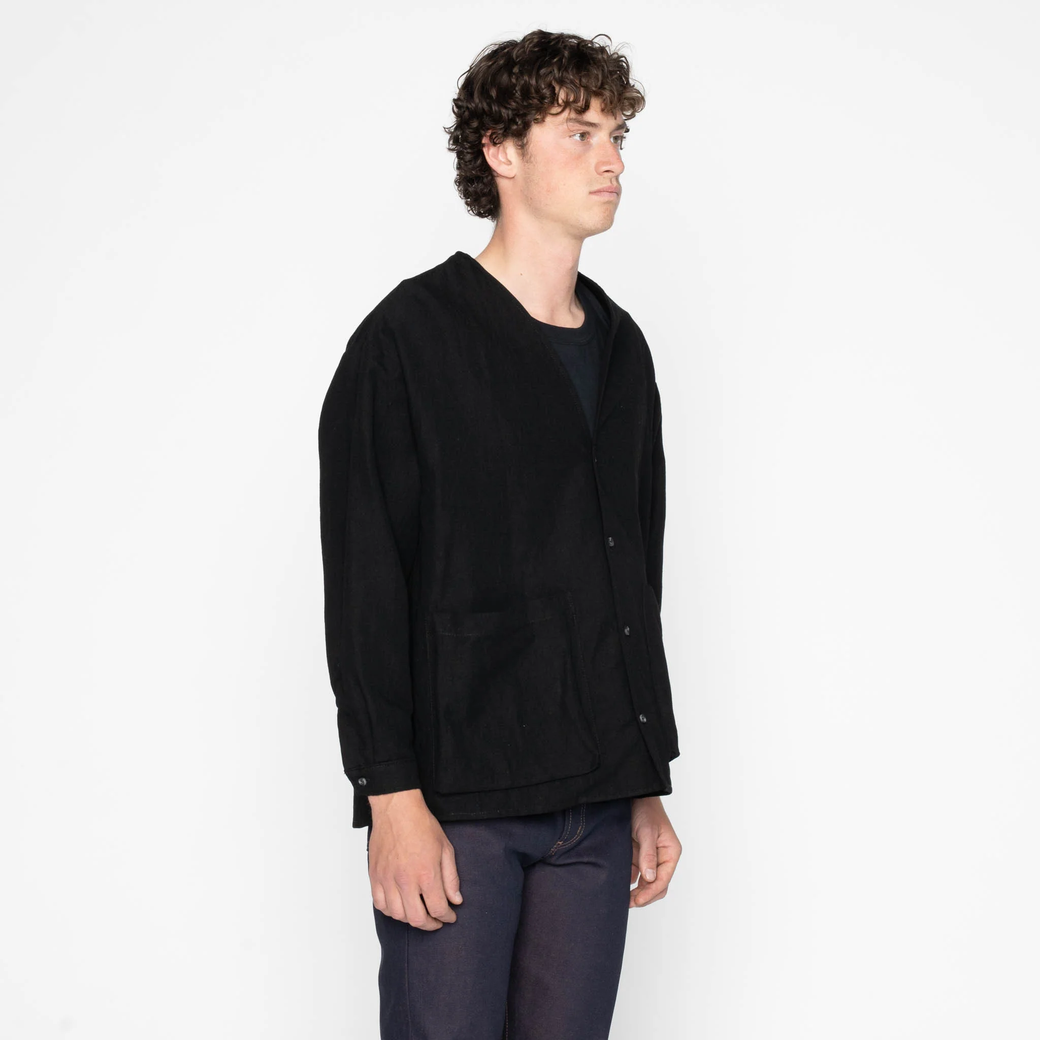 Wise Guy Jacket - Linen Blend Denim - Black - Image 3