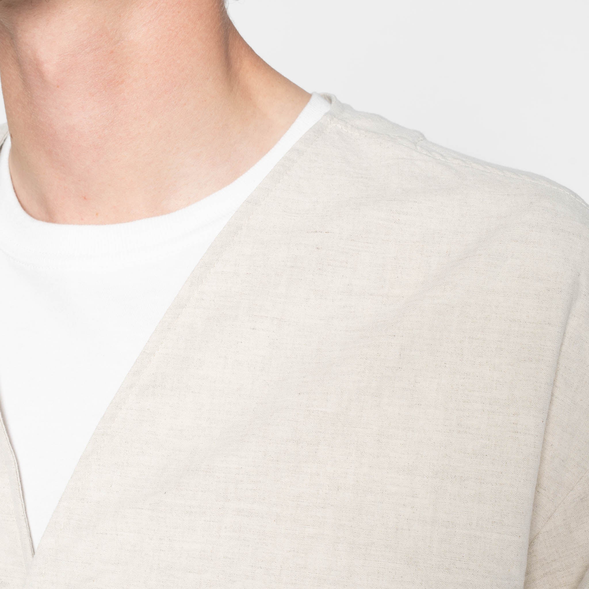 Wise Guy Jacket- Linen Blend Denim - Ecru - Image 6