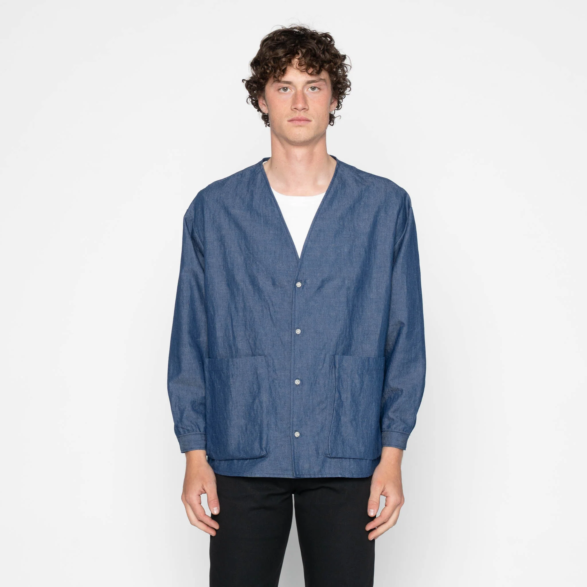 Wise Guy Jacket - Linen Blend Denim - Indigo - Image 2