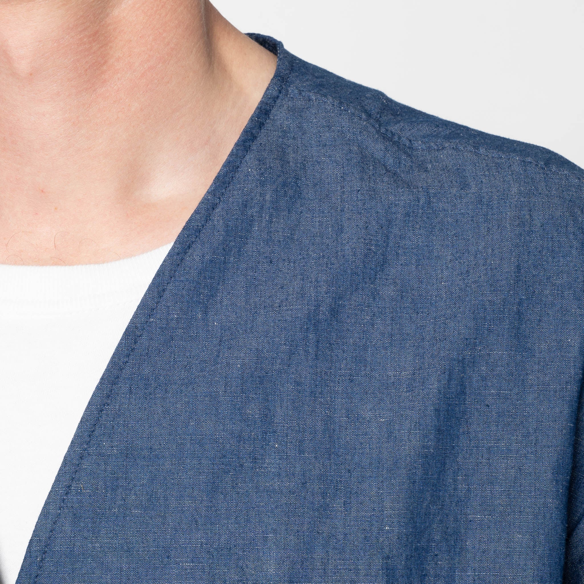 Wise Guy Jacket - Linen Blend Denim - Indigo - Image 5