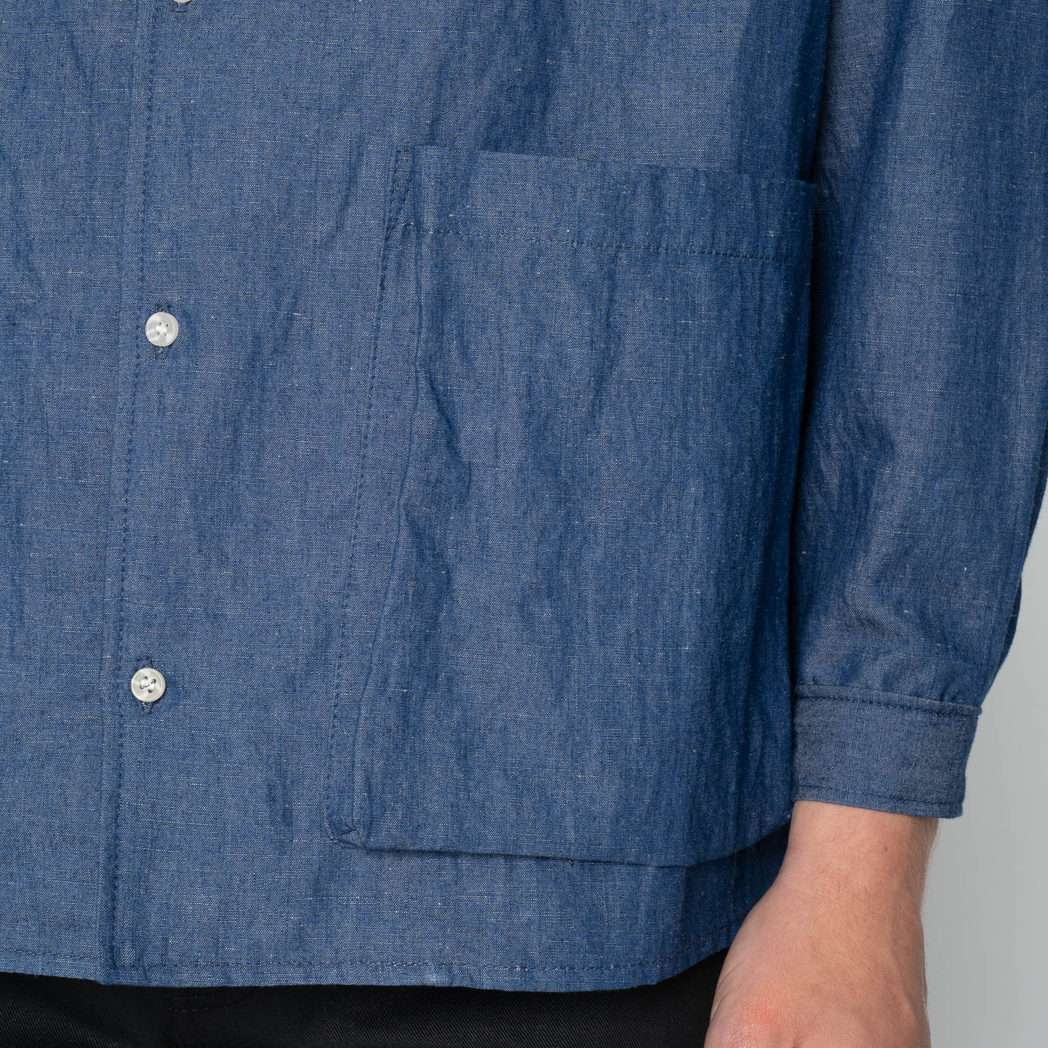 Wise Guy Jacket - Linen Blend Denim - Indigo - Image 6