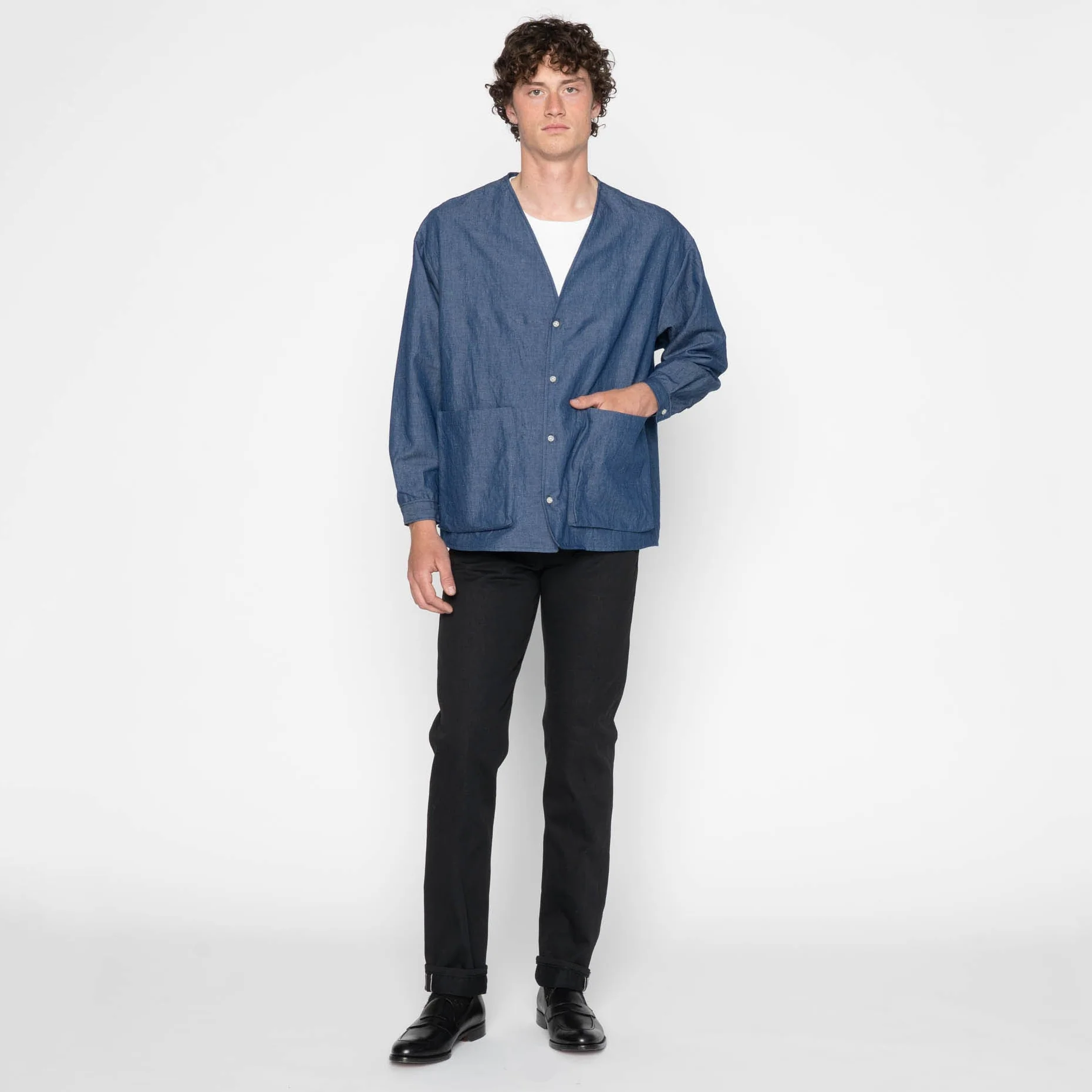 Wise Guy Jacket - Linen Blend Denim - Indigo - Image 7