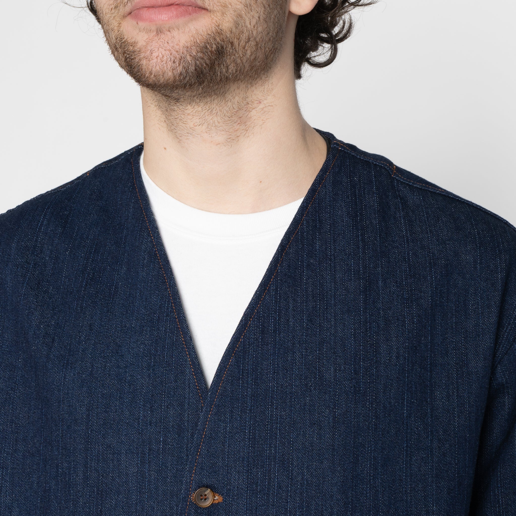 Wise Guy Jacket - Vertical Slub Denim - Indigo - Image 5
