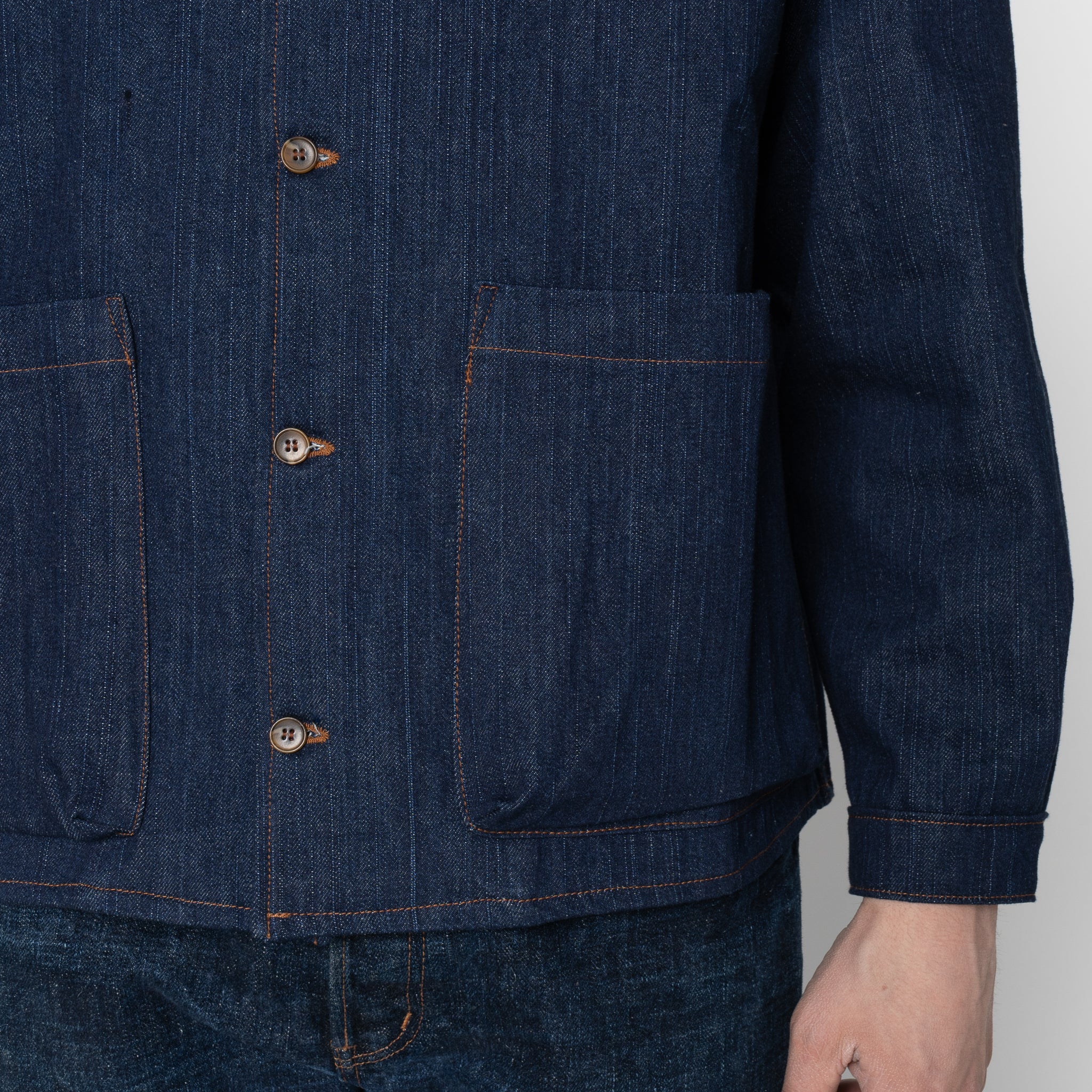 Wise Guy Jacket - Vertical Slub Denim - Indigo - Image 6