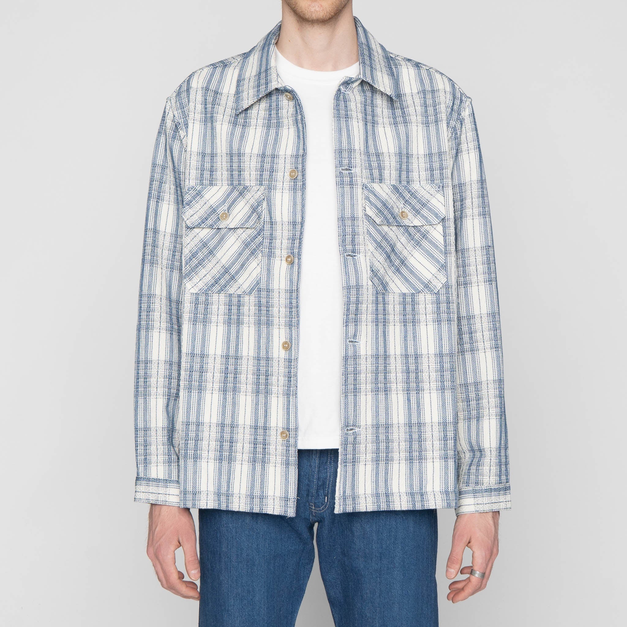 Work Shirt - Asagi Sashiko - White - Image 2