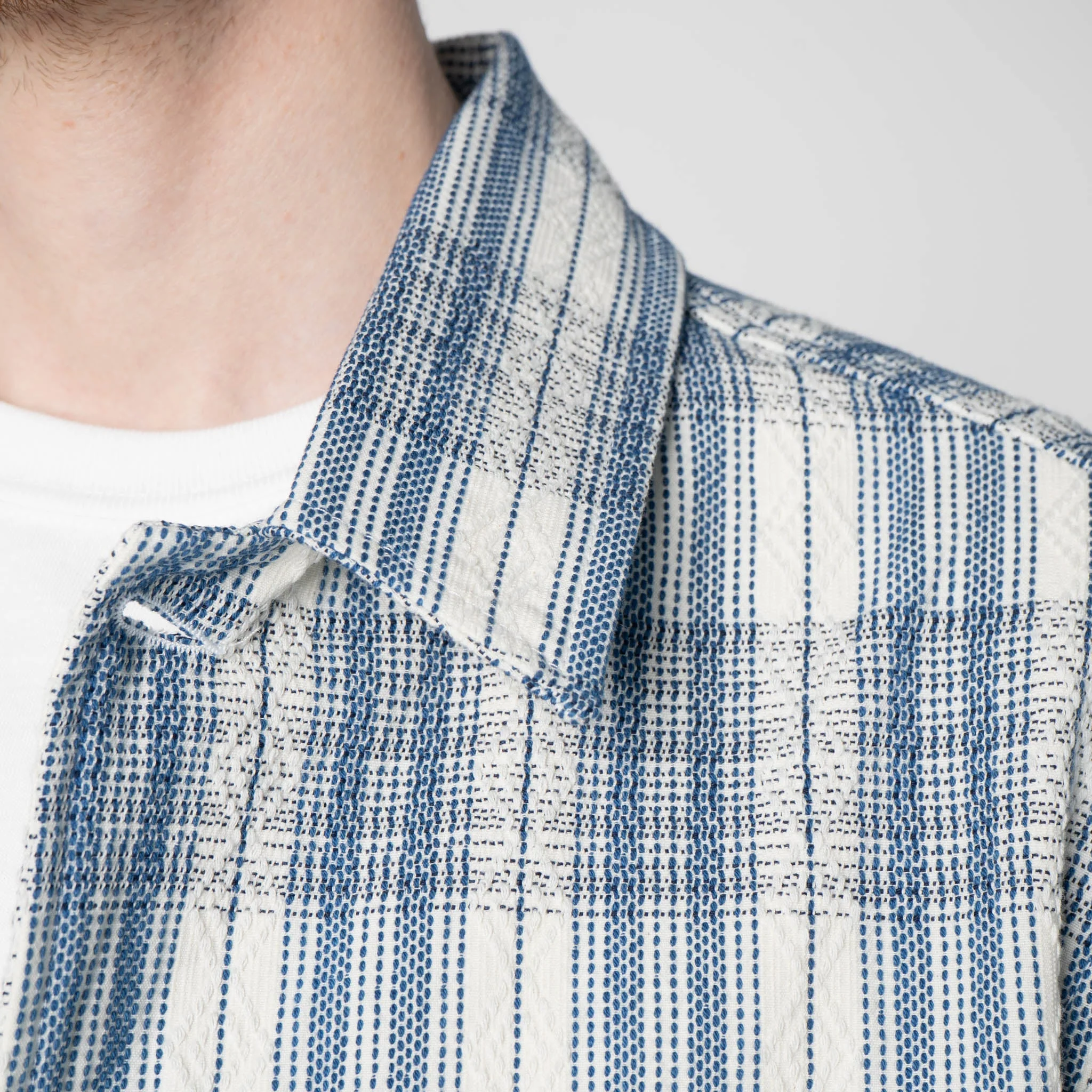 Work Shirt - Asagi Sashiko - White - Image 4