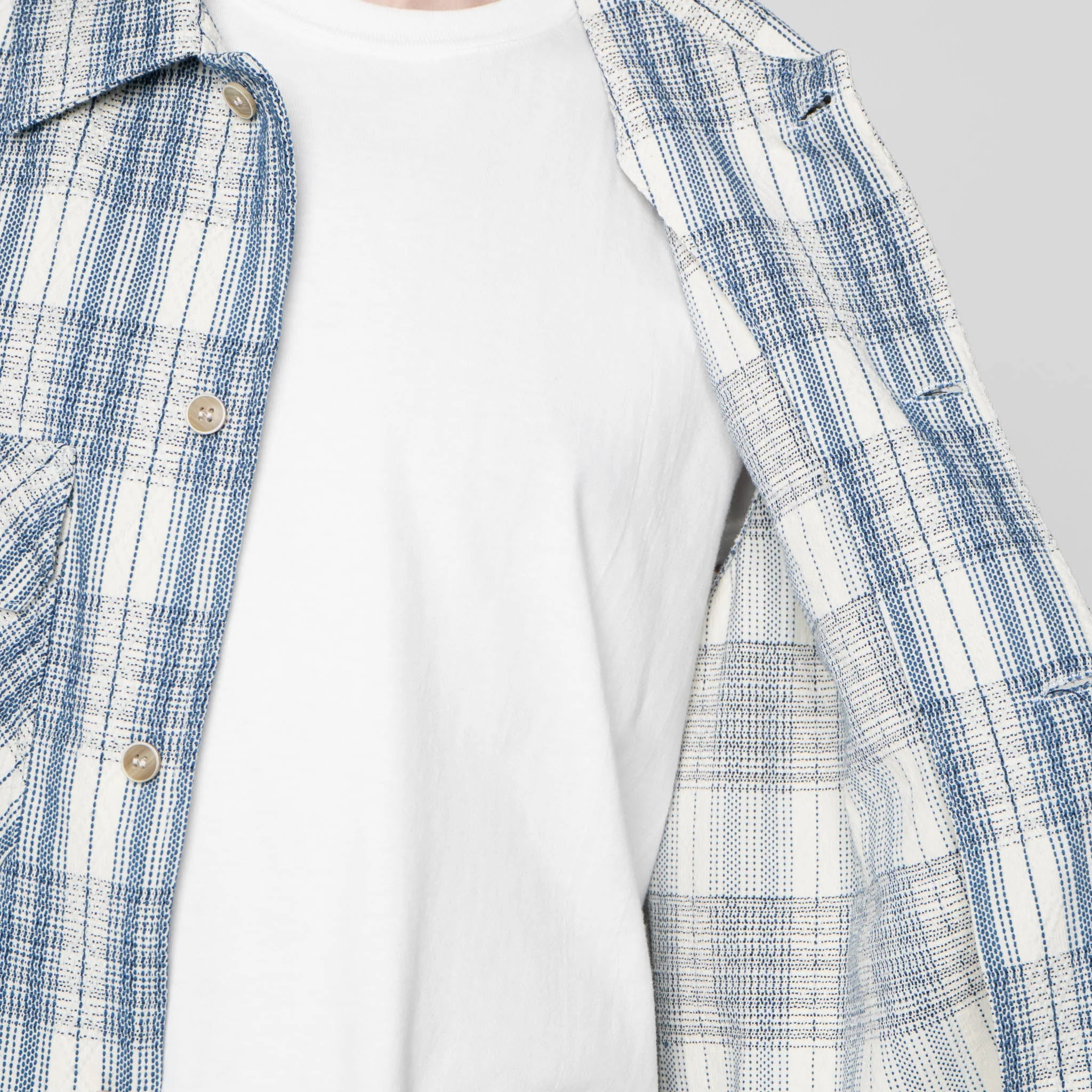 Work Shirt - Asagi Sashiko - White - Image 6