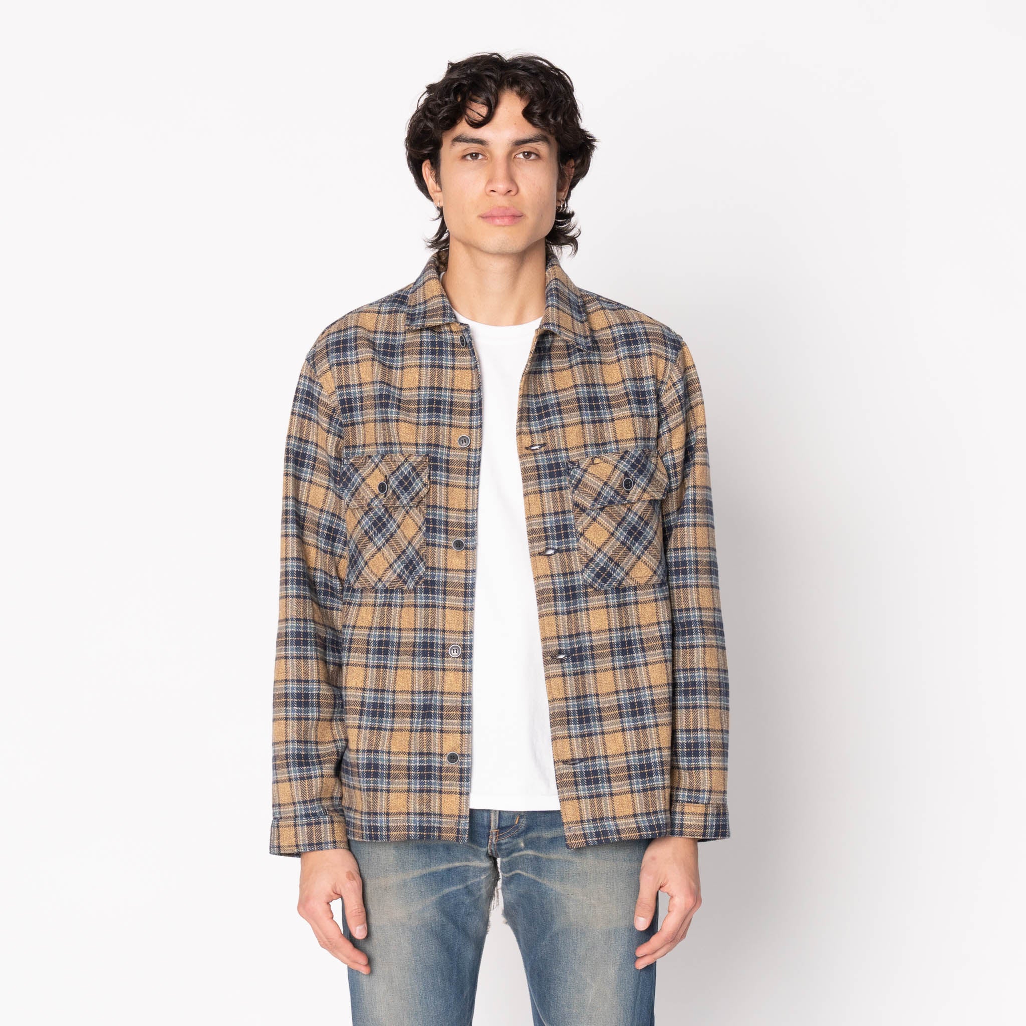 Work Shirt - Triple Twist Yarn Flannel - Blue Beige - Image 2