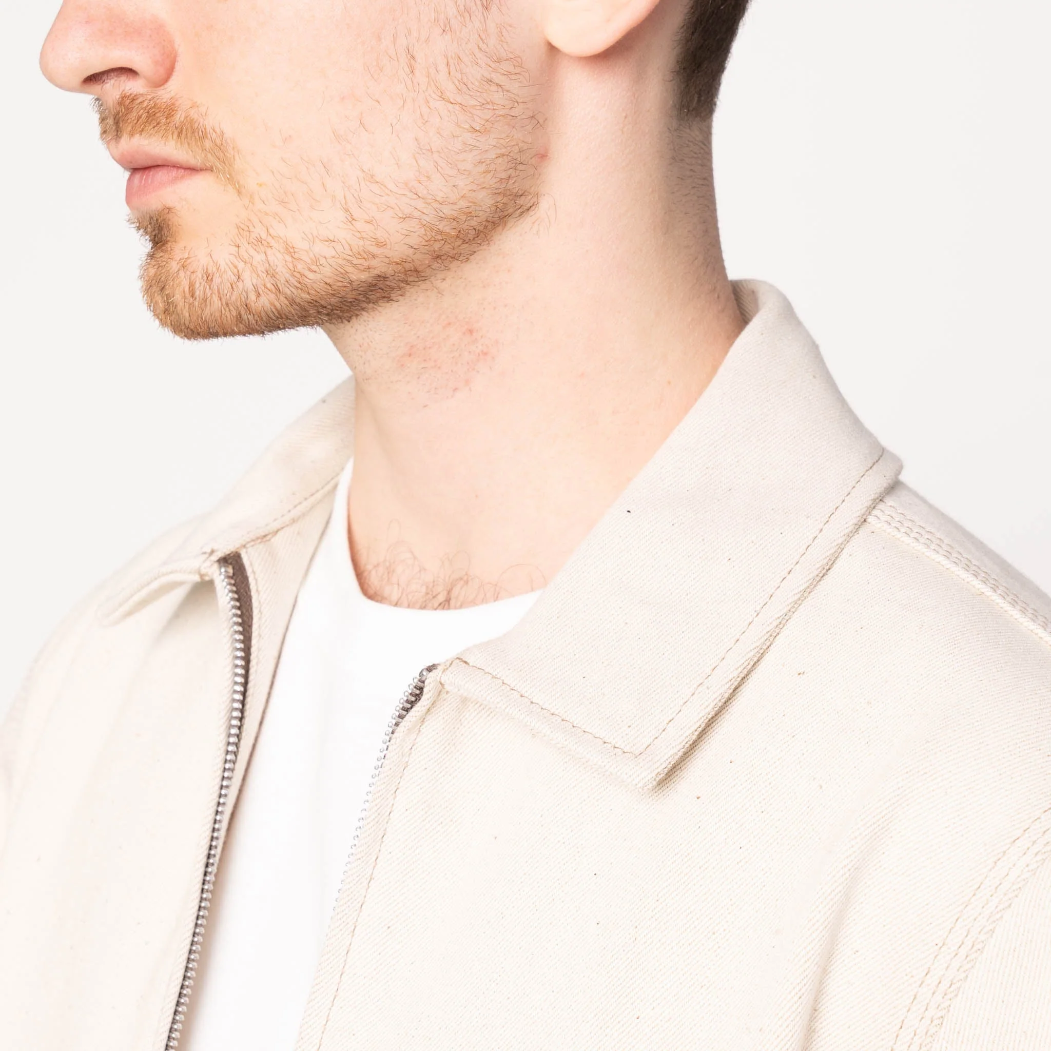 Zip Jacket - All Natural Ecru Foxfibre® Selvedge - Image 4