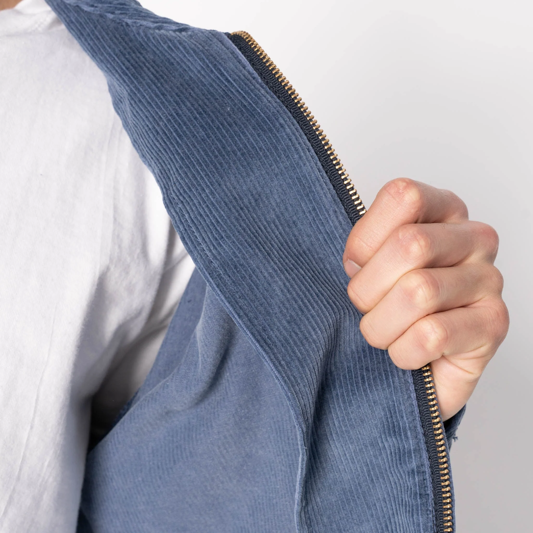 Zip Jacket- Faded Corduroy Organic - Indigo - Image 5