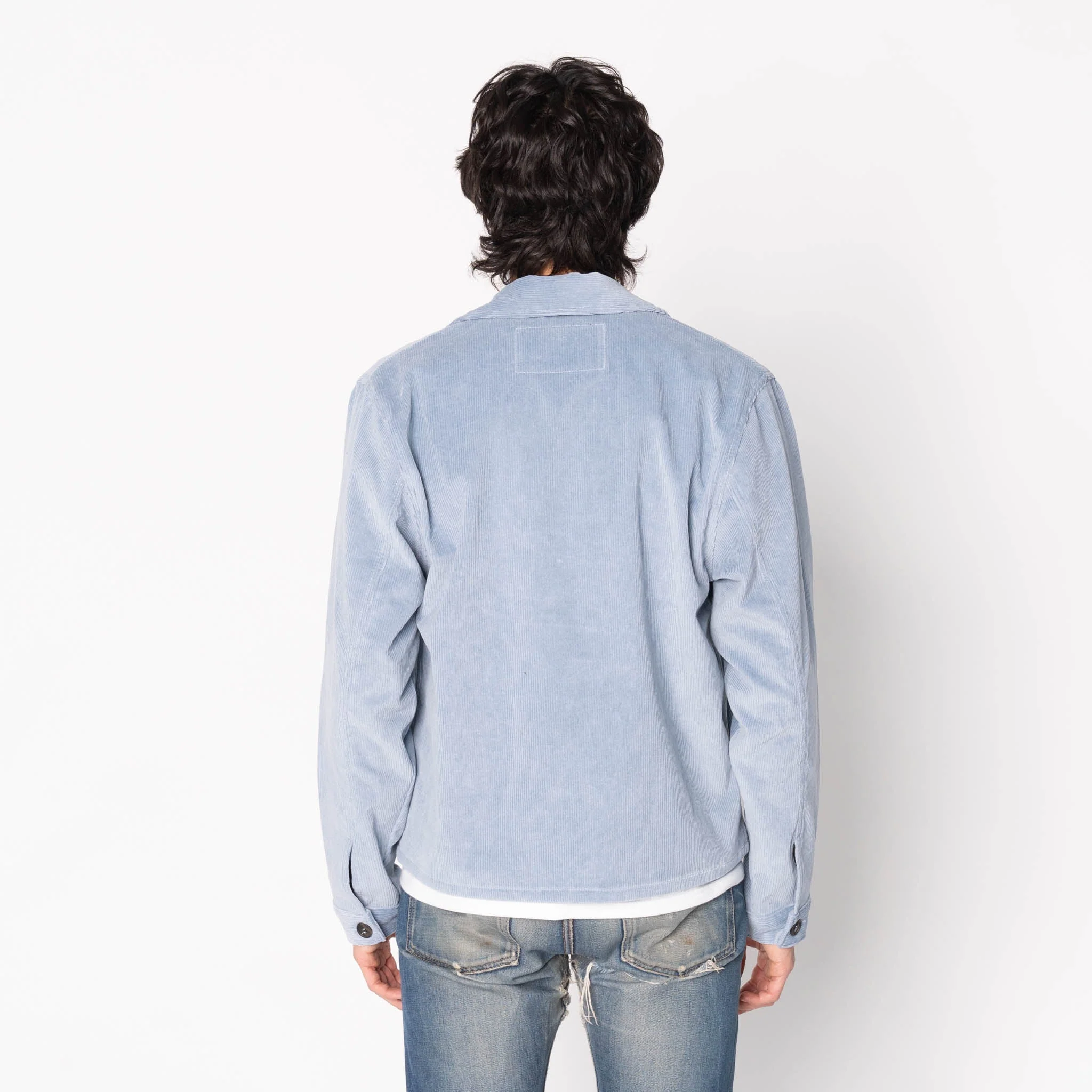Zip Jacket- Faded Corduroy Organic - Pale Indigo - Image 3