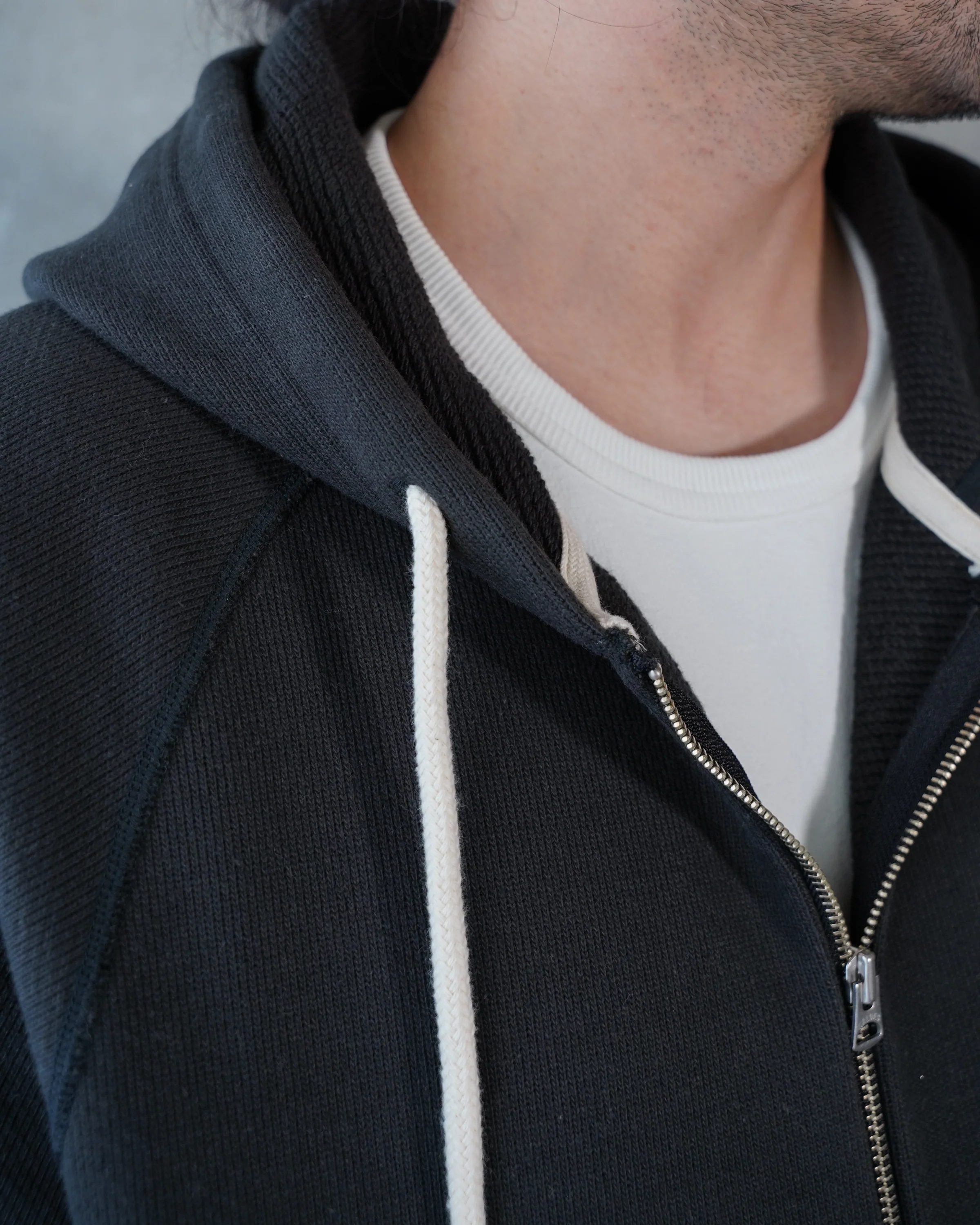 Zip Hoodie - 876gsm Double Heavyweight French Terry - Sumi Black - Image 4