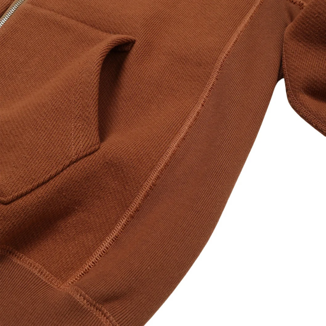 Zip Hoodie - Double Heavyeight French Terry - Rust - Image 3
