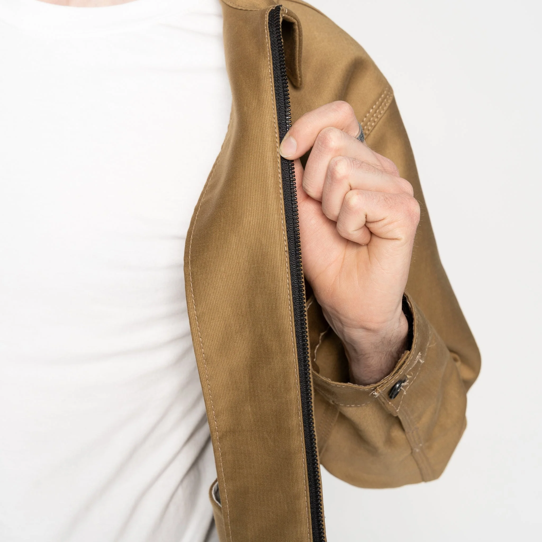 Zip Jacket - Brushed Jungle Cloth - Tan - Image 5